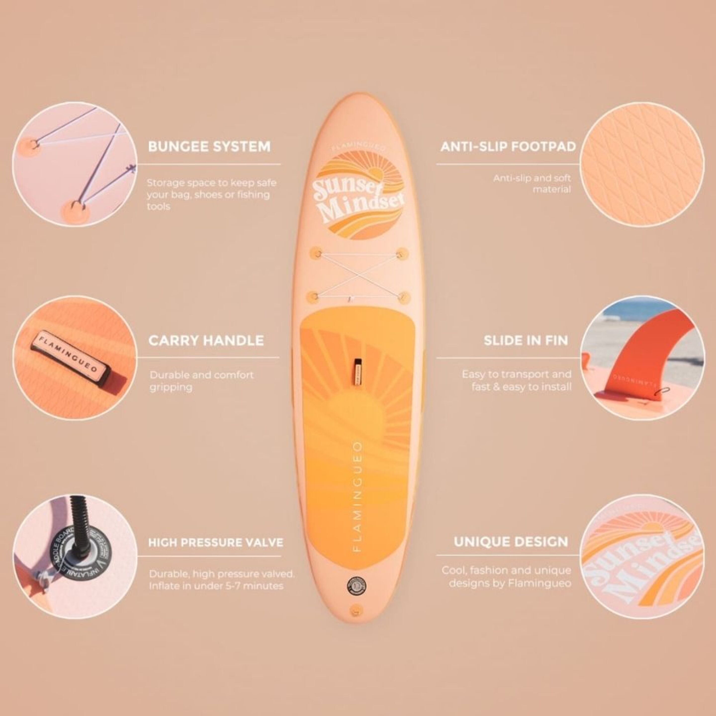 Tabla Paddle Surf Sunset Minded Kit Completo - Naranja Albaricoque  MKP