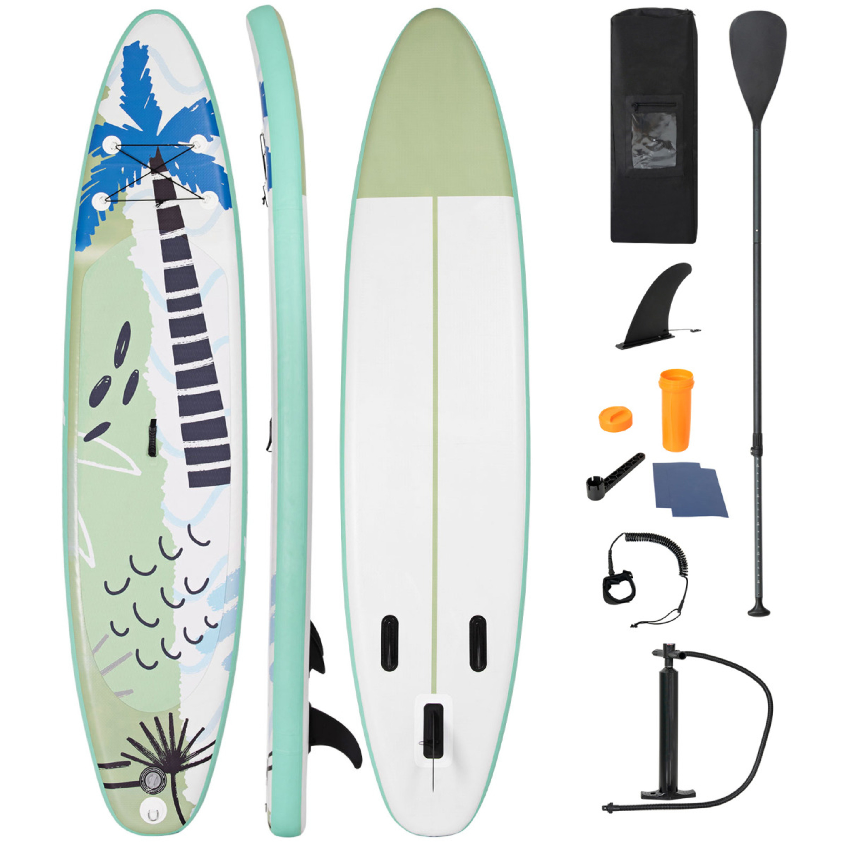 Costway Tabla De Paddle Inflable Para Jóvenes Y Adultos - Blanco/Verde - Tabla De Surf  MKP