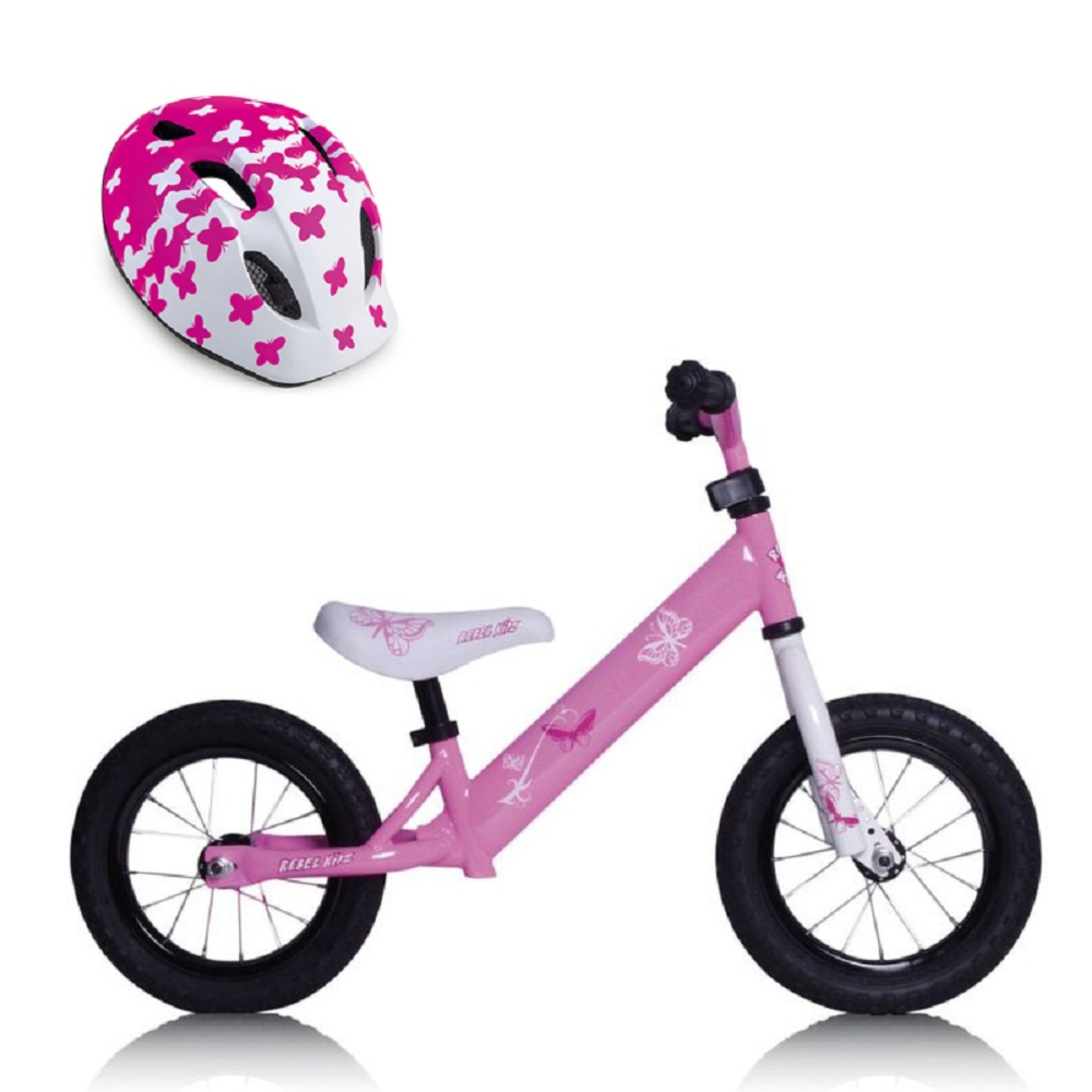 Bicicleta Correpasillos Aprendizaje Rebel Kidz 12,5" Air Acero + Casco - rosa - 