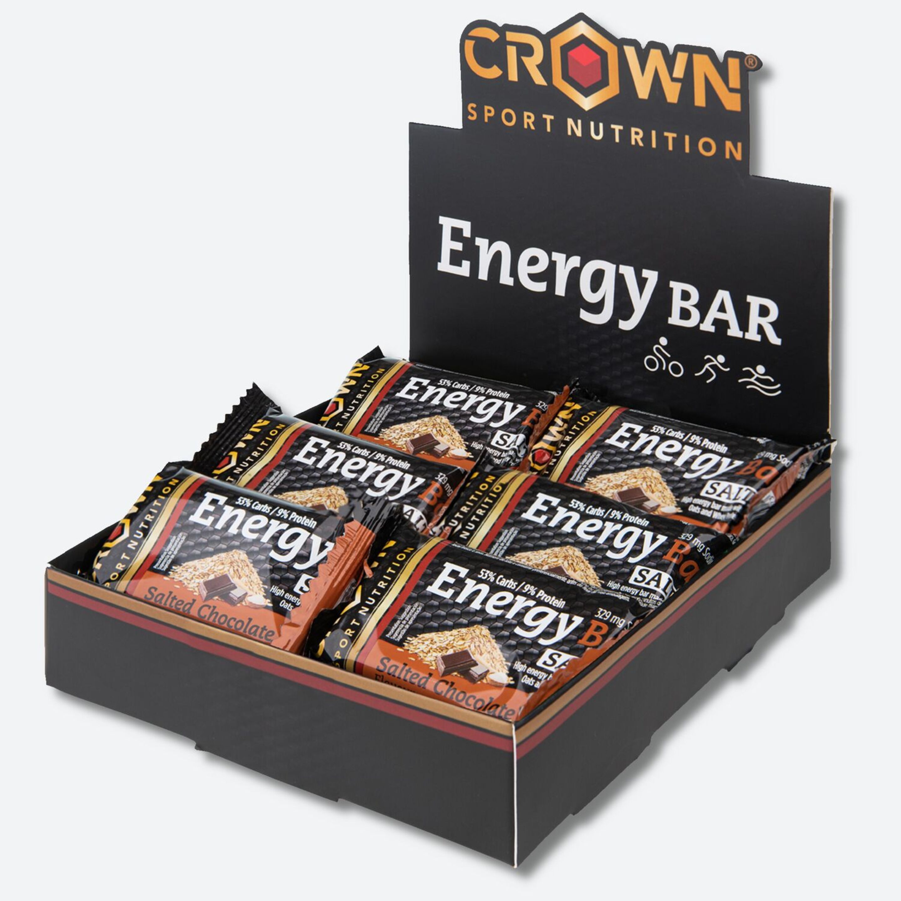 Energy Bar Crown Sport Nutrition Sabor Chocolate Salado 12 X 60 G - Barrita De Avena Con Sodio  MKP