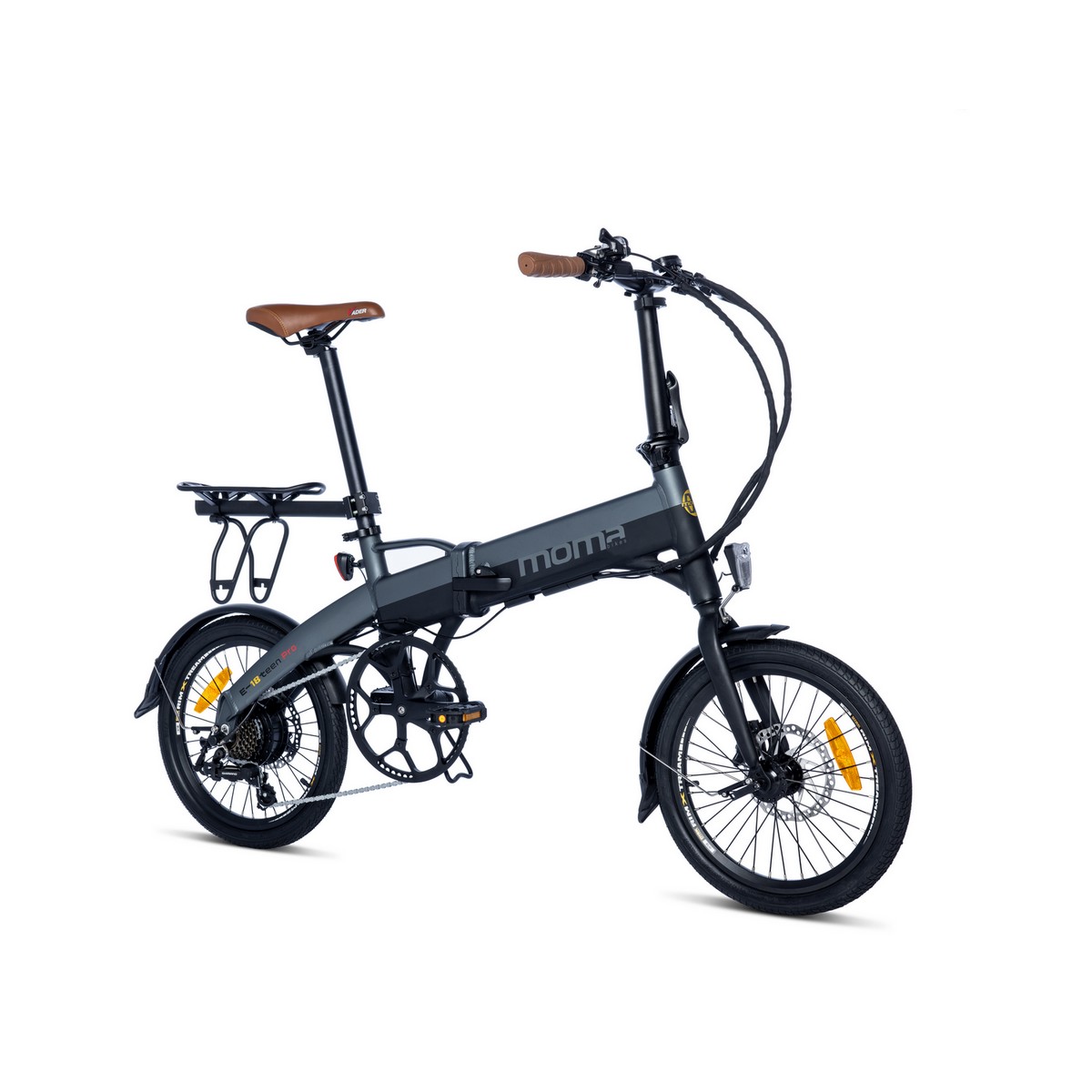 Bicicleta Electrica Plegable, Moma Bikes E18teen, Aluminio. Shimano 7v. Bat. Ion Litio 36v 9ah - gris - 