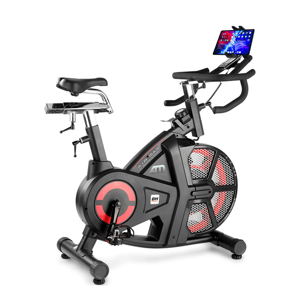 Bicicleta Indoor Bh Fitness Airmag H9120h + Suporte Universal Para Tablet/smartphone - negro-rojo - 
