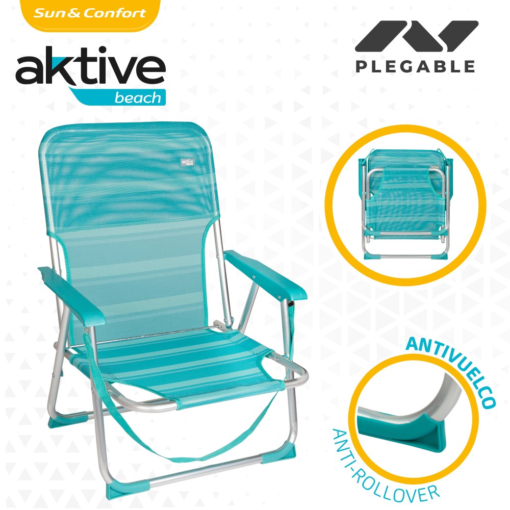 Cadeira Dobrável Fixa Alumínio Aktive Beach - Mediterrâneo | Sport Zone MKP