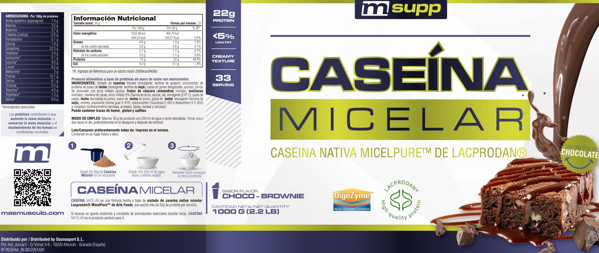Caseína Micelar Nativa Micelpure™ - 1kg De Mm Supplements Sabor Chocolate Brownie
