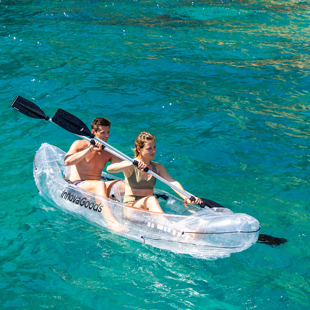 Kayak Hinchable Transparente Con Accesorios Paros Innovagoods 312 Cm 2 Plazas  MKP
