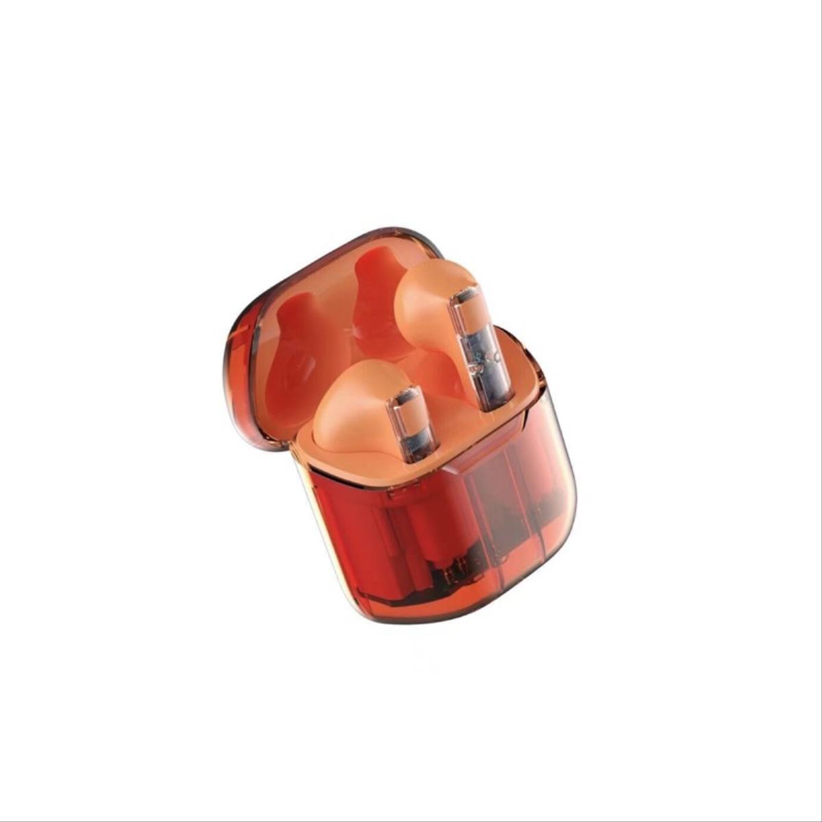 Auriculares Inalámbricos  Smartek Bluetooth 5,0 Transparentes Con Base De Carga - naranja - 