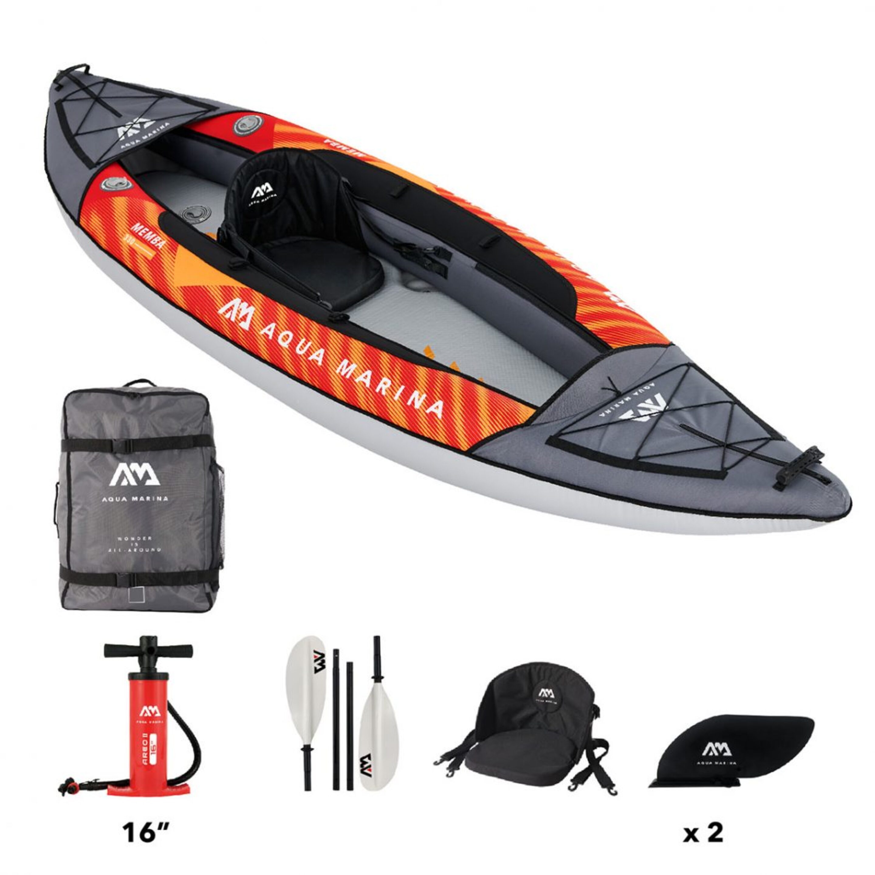 Kayak Hinchable Memba-330 1p - Gris Oscuro/Naranja - Kayak individual  MKP