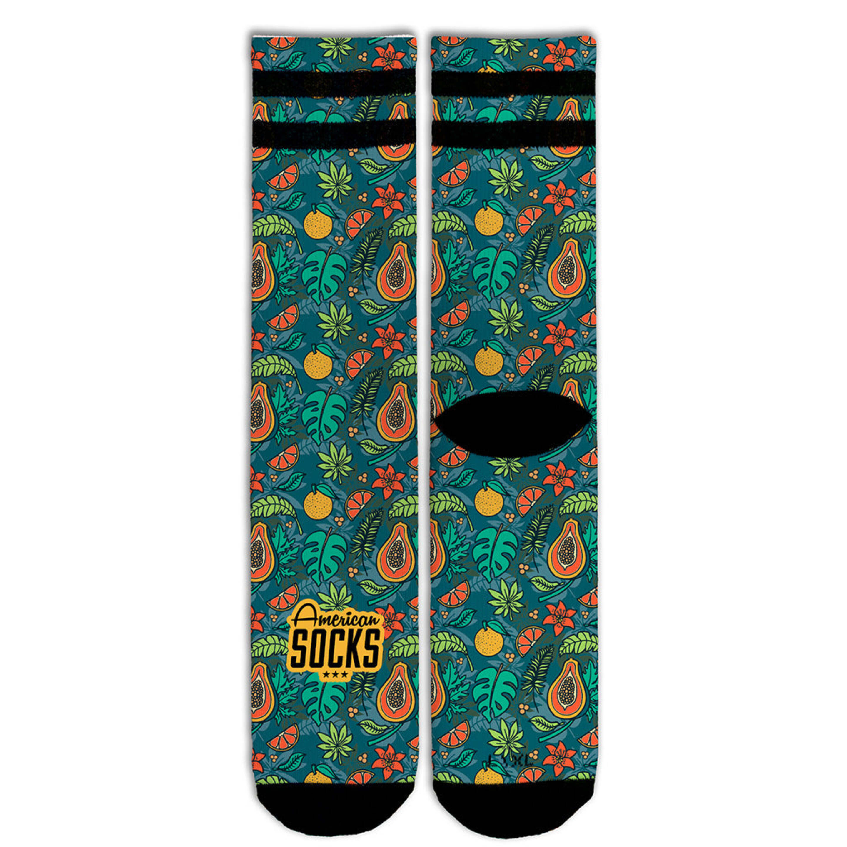 Meias American Socks - Papaya - Mid High - verde-negro - 