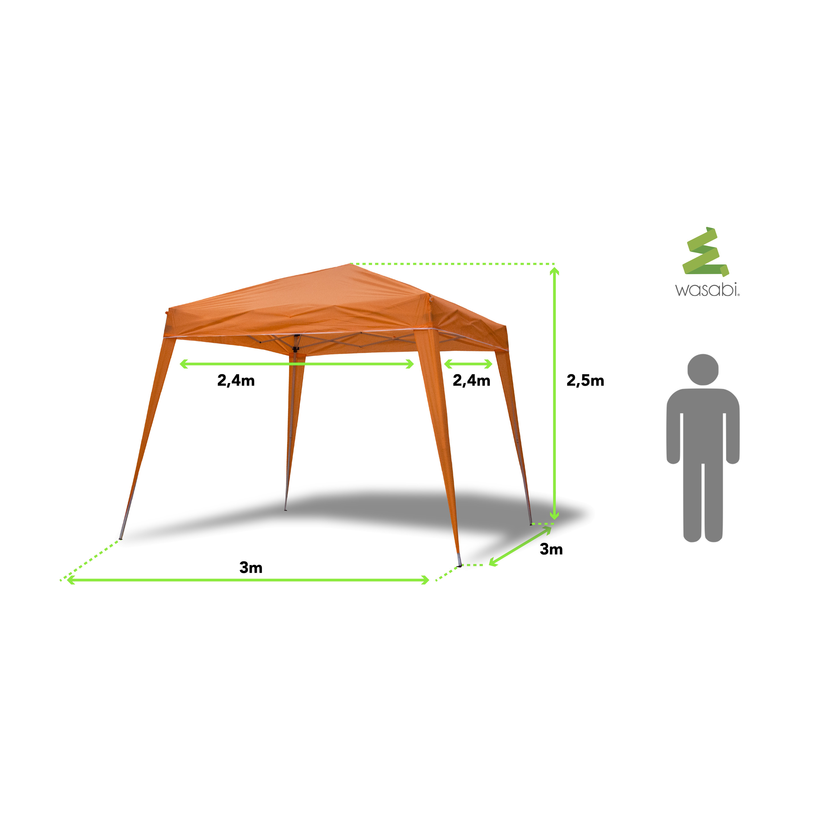 Carpa Wasabi Compact 3x3m De Aluminio Plegable Naranja