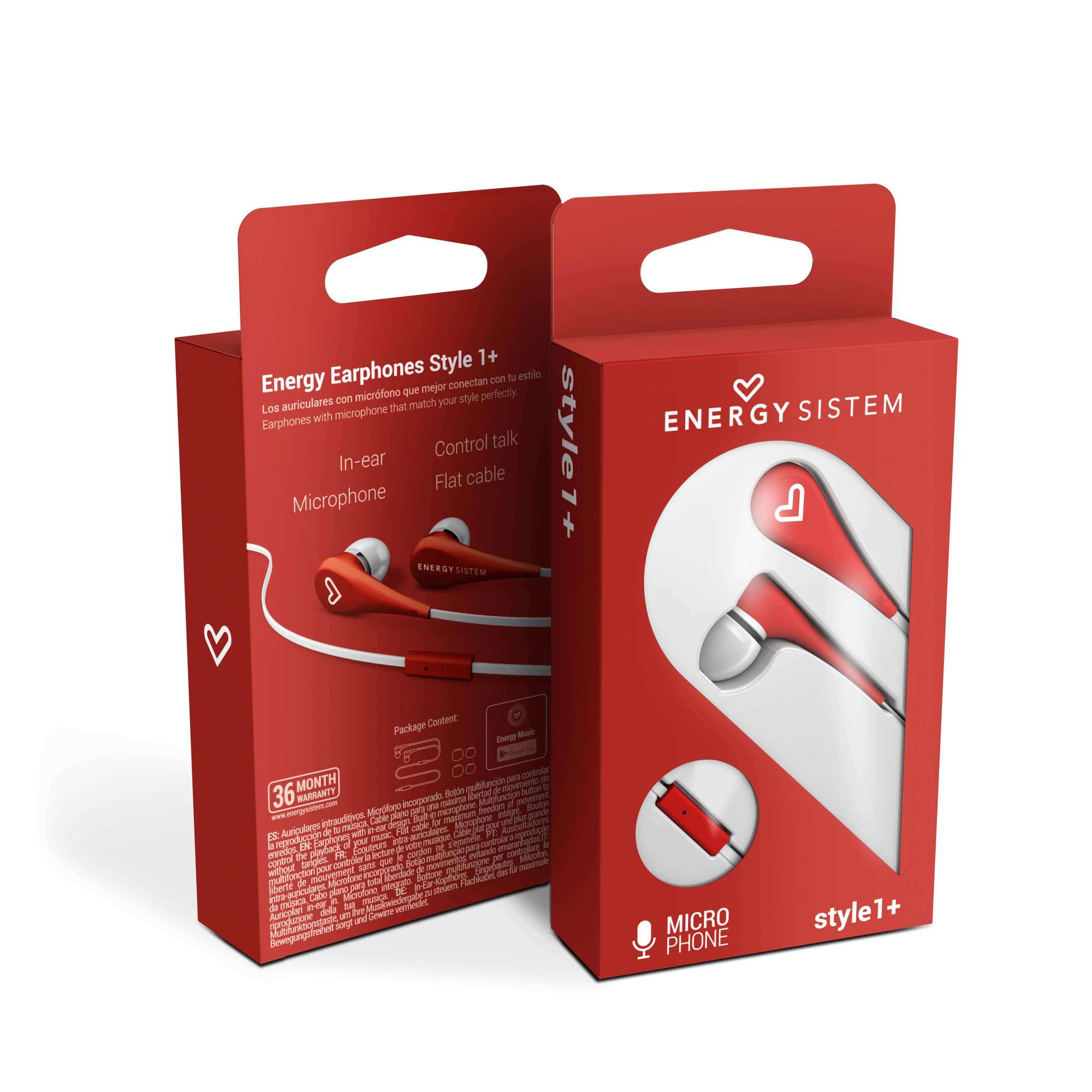 Auscultadores Deportivos  Style 1+ Red (in-ear, Mic, Control Talk, Flat Cable)