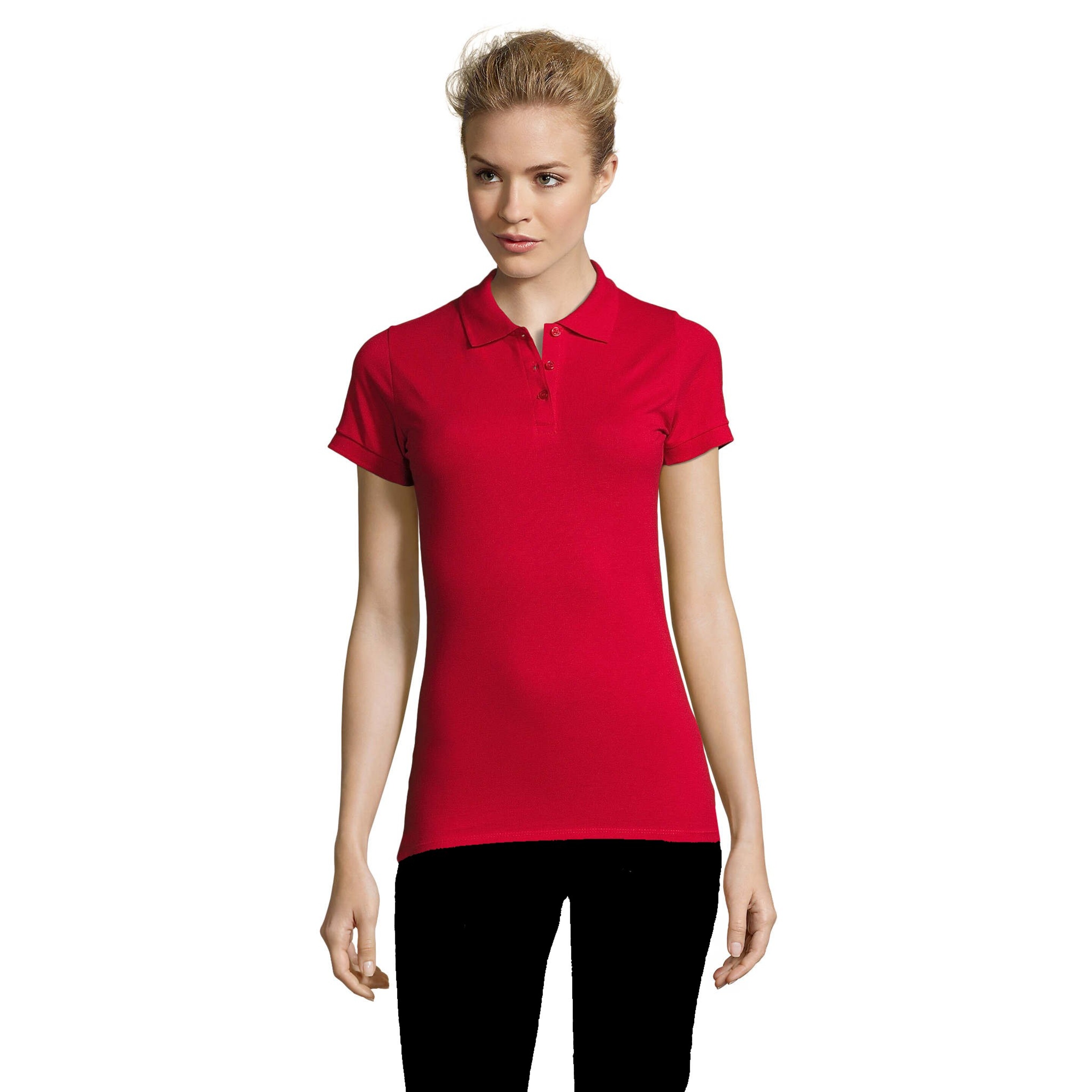 Camisa Polo De Manga Curta Perfeita Para Mulheres - rojo - 