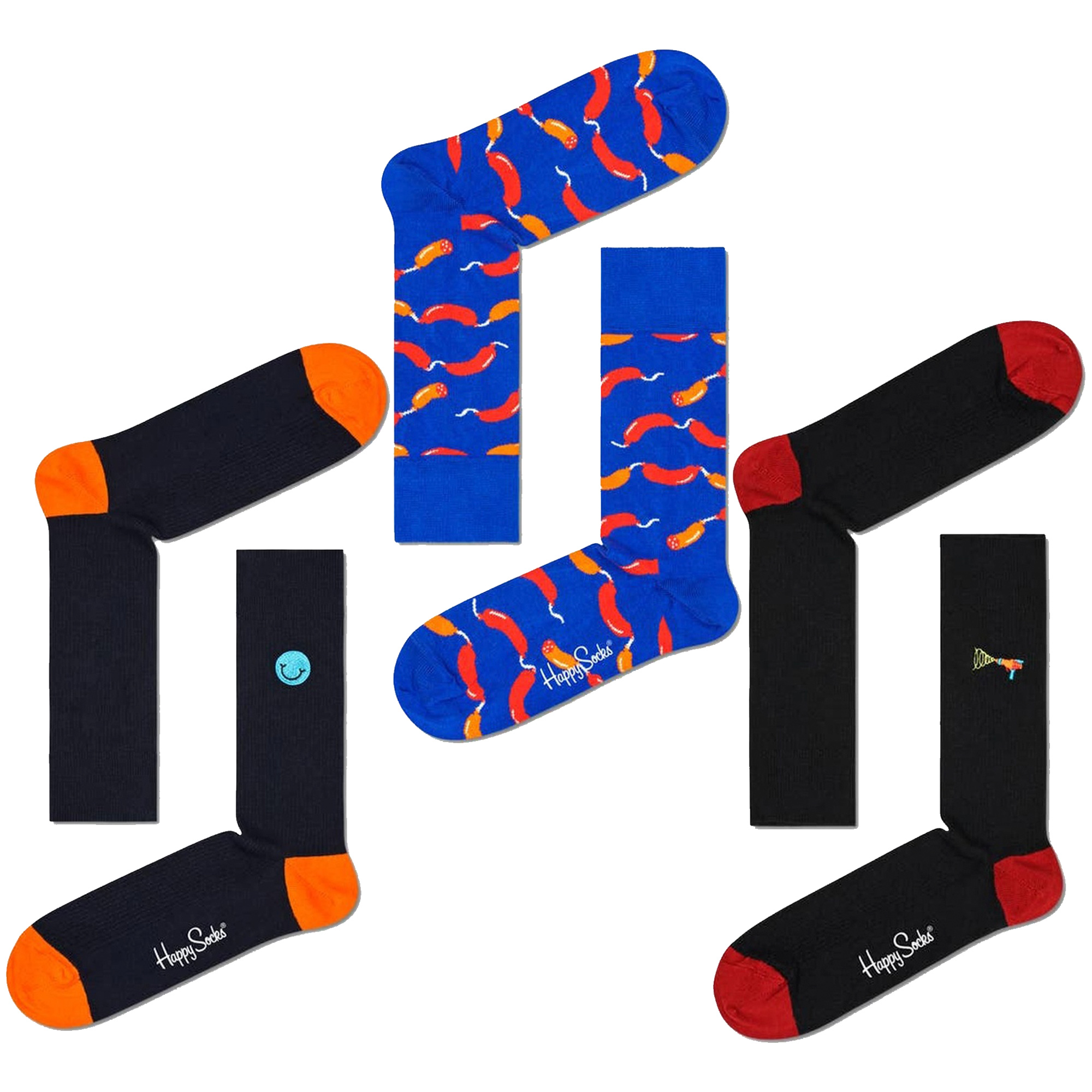 Pack 3 Pares De Calcetines Happy Socks Ribbed Embroidery-sausage - multicolor - 