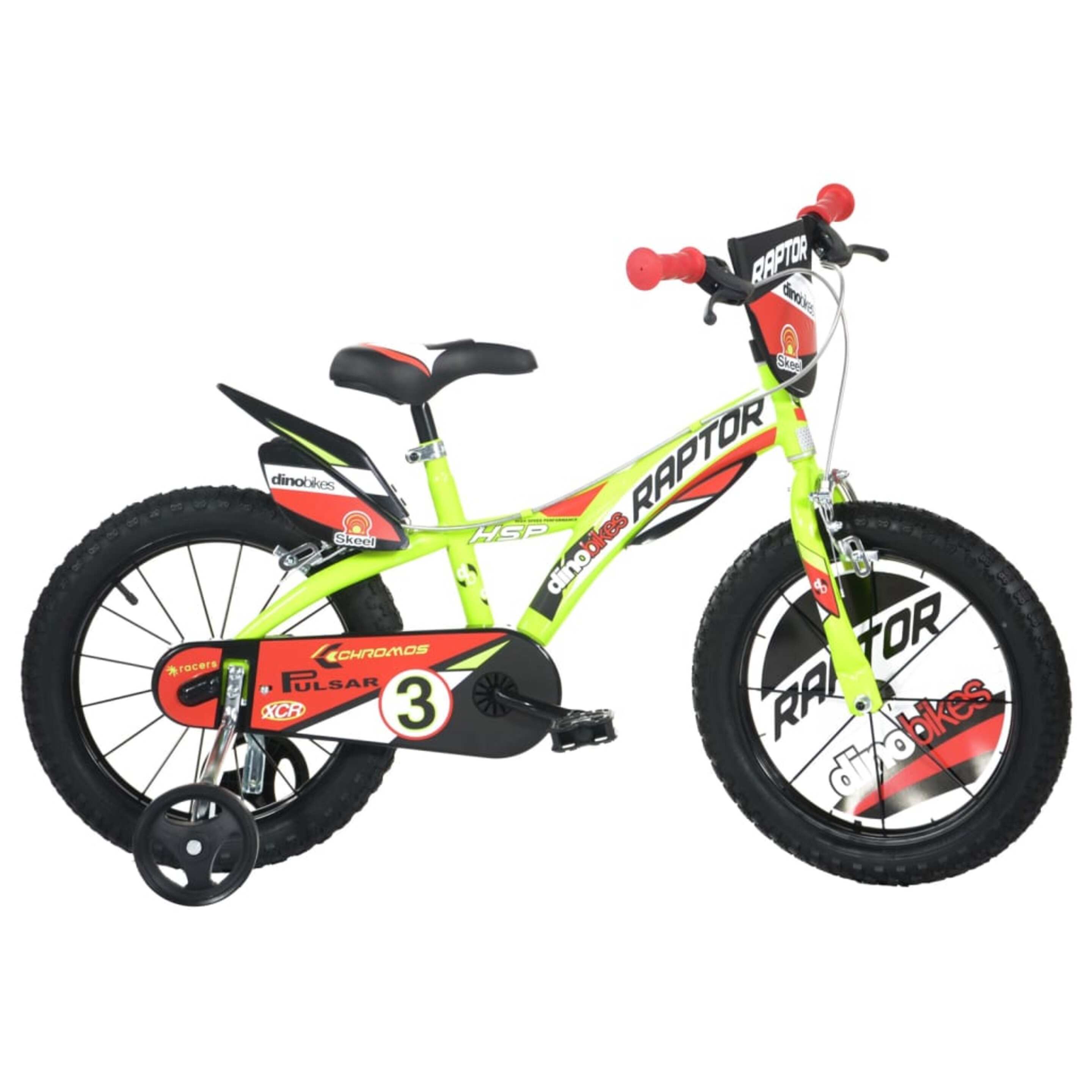 Dino Bikes Bicicleta De Niños Raptor Amarillo Fluorescente 16"