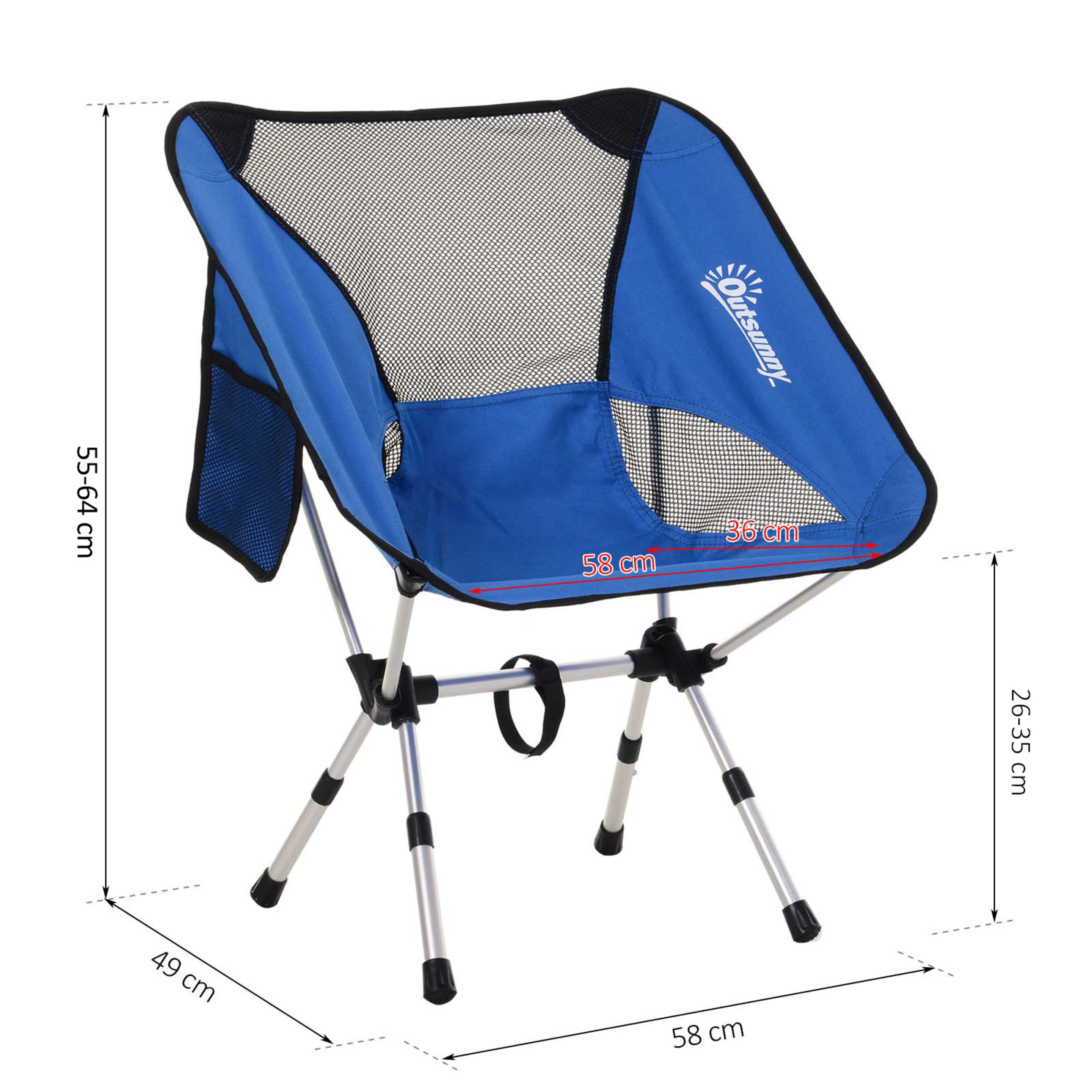 Outsunny Silla Plegable Con Bolsa Para Camping 58x49x64cm Azul