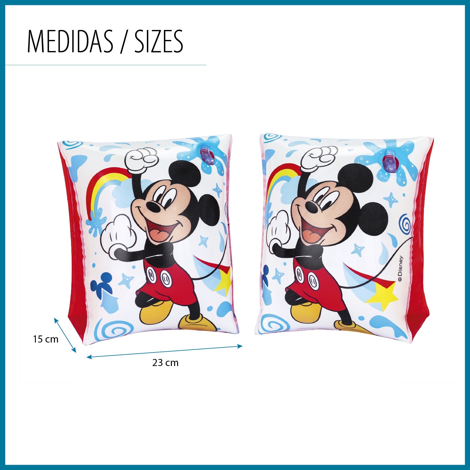 Manguitos Hinchables Para Niños De 3 A 6 Años Bestway 17x12 Cm Diseño De Mickey Mouse Doble Cámara