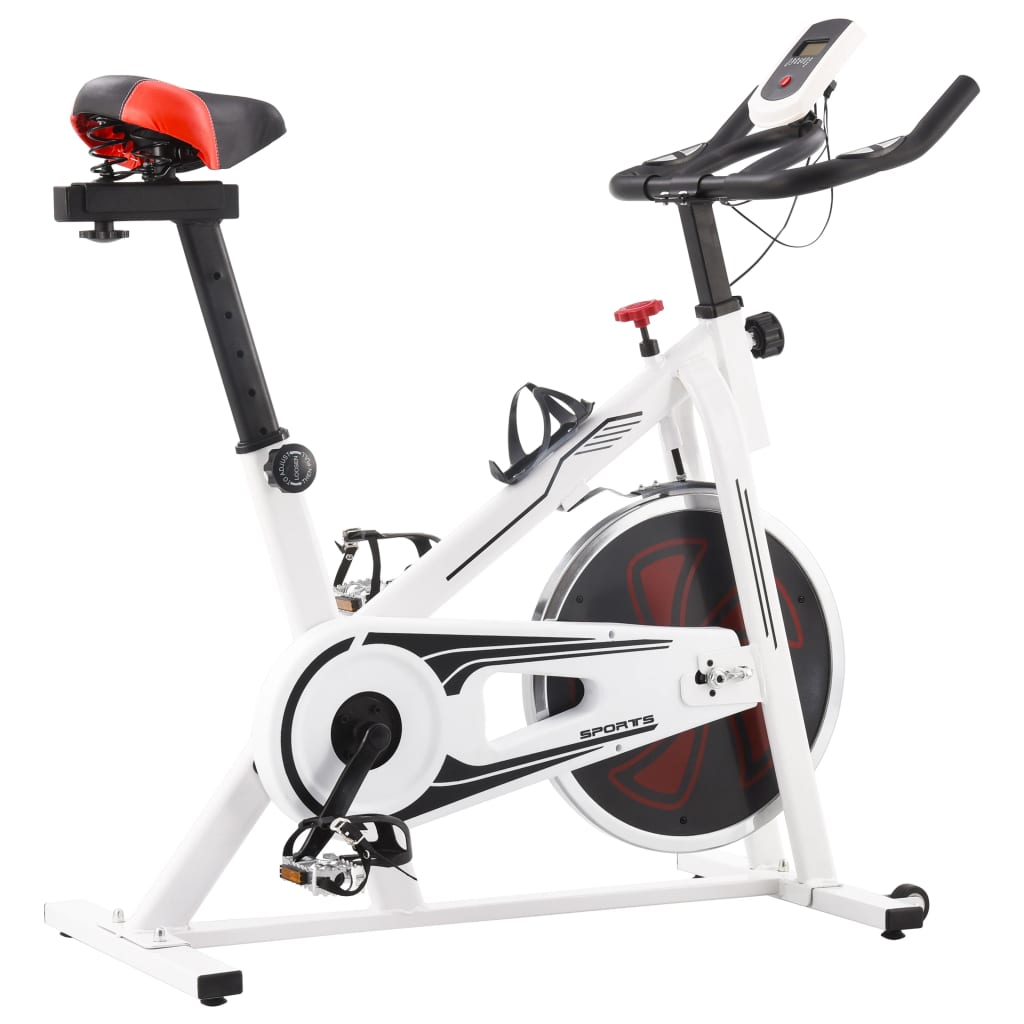 Vidaxl Bicicleta De Training C/ Sensores De Pulso Branco E Vermelho