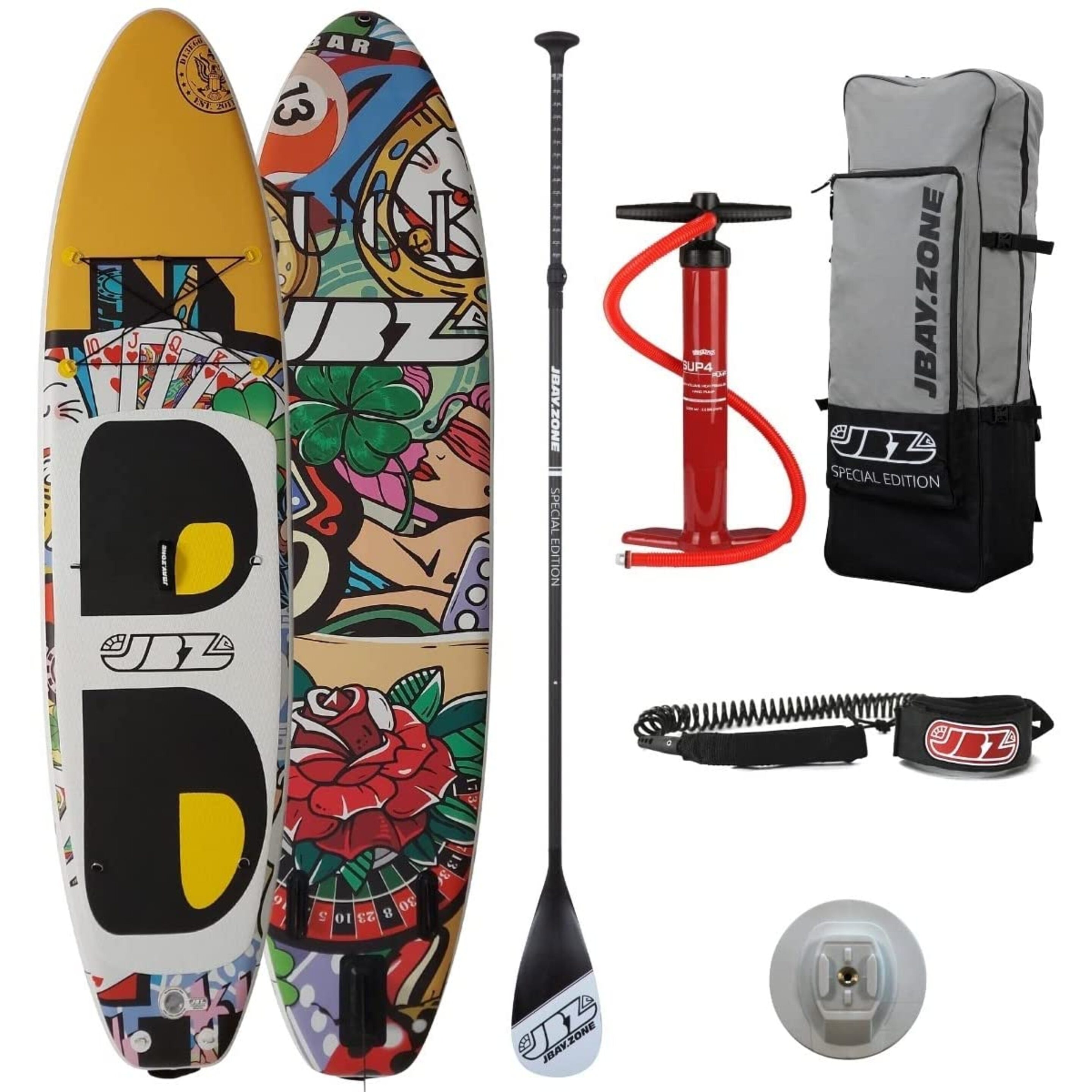 Tabla De Stand Up Paddle Surf Sup Hinchable Jbay.zone D13ego Luck Edition - Amarillo/Negro MKP