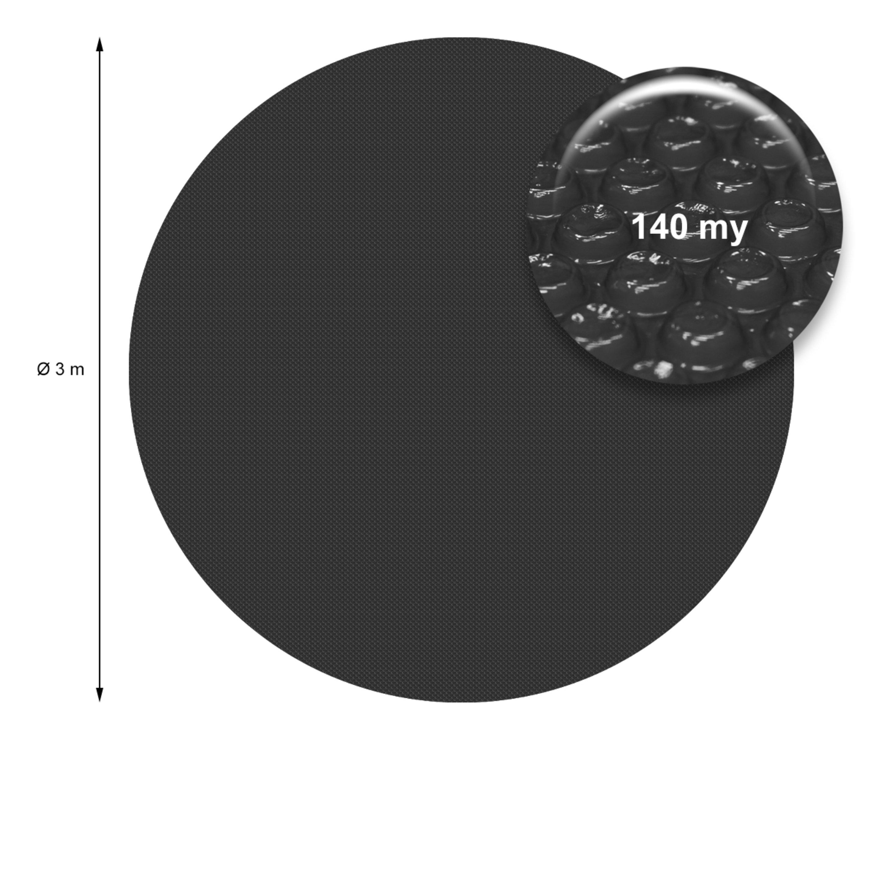 Cubierta Solar Piscina Lona Termica Lámina Funda Pool Redonda 3m 140µm