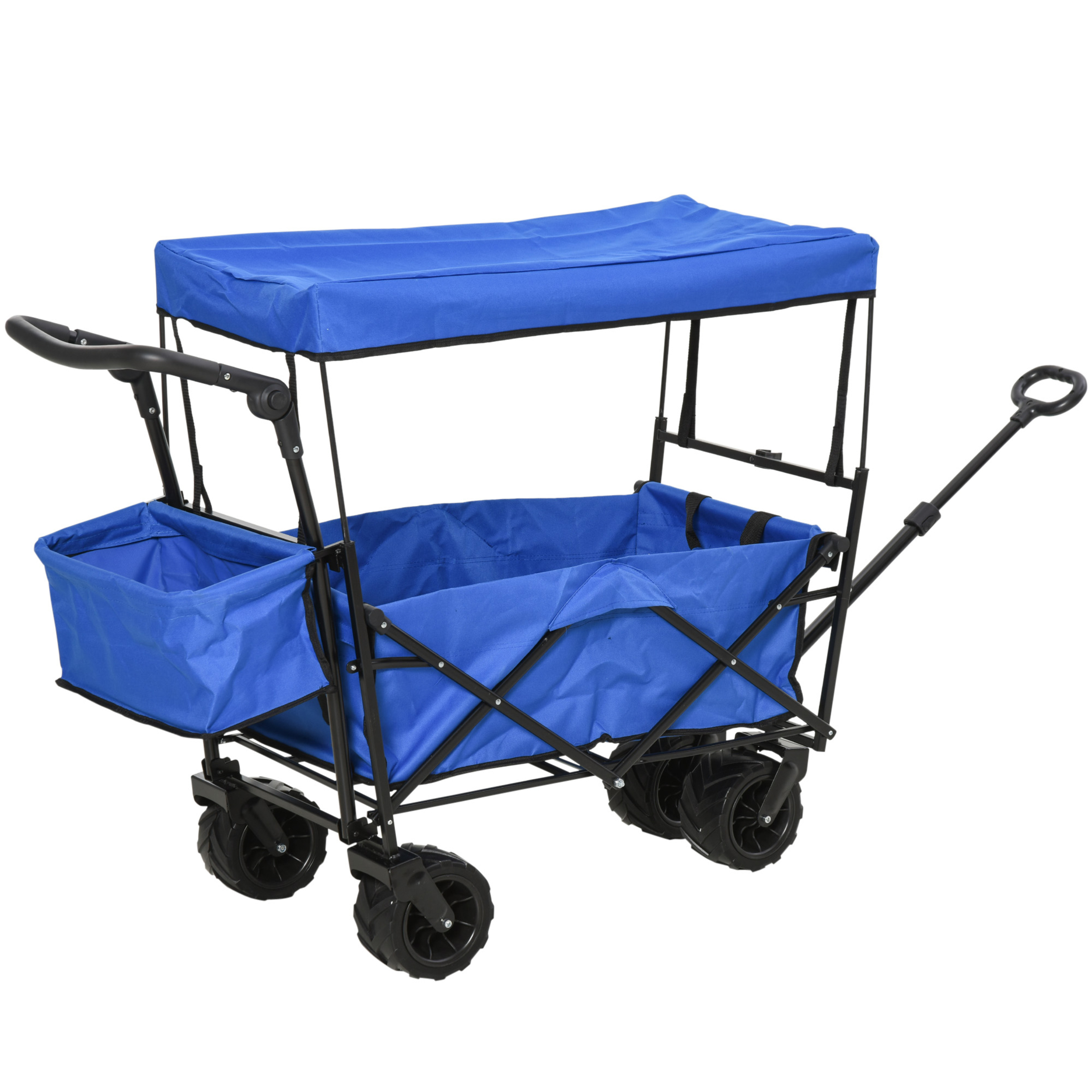 Durhand Carro Plegable Para Playa Toldo Manillar Telescópico 110x56x101cm Azul