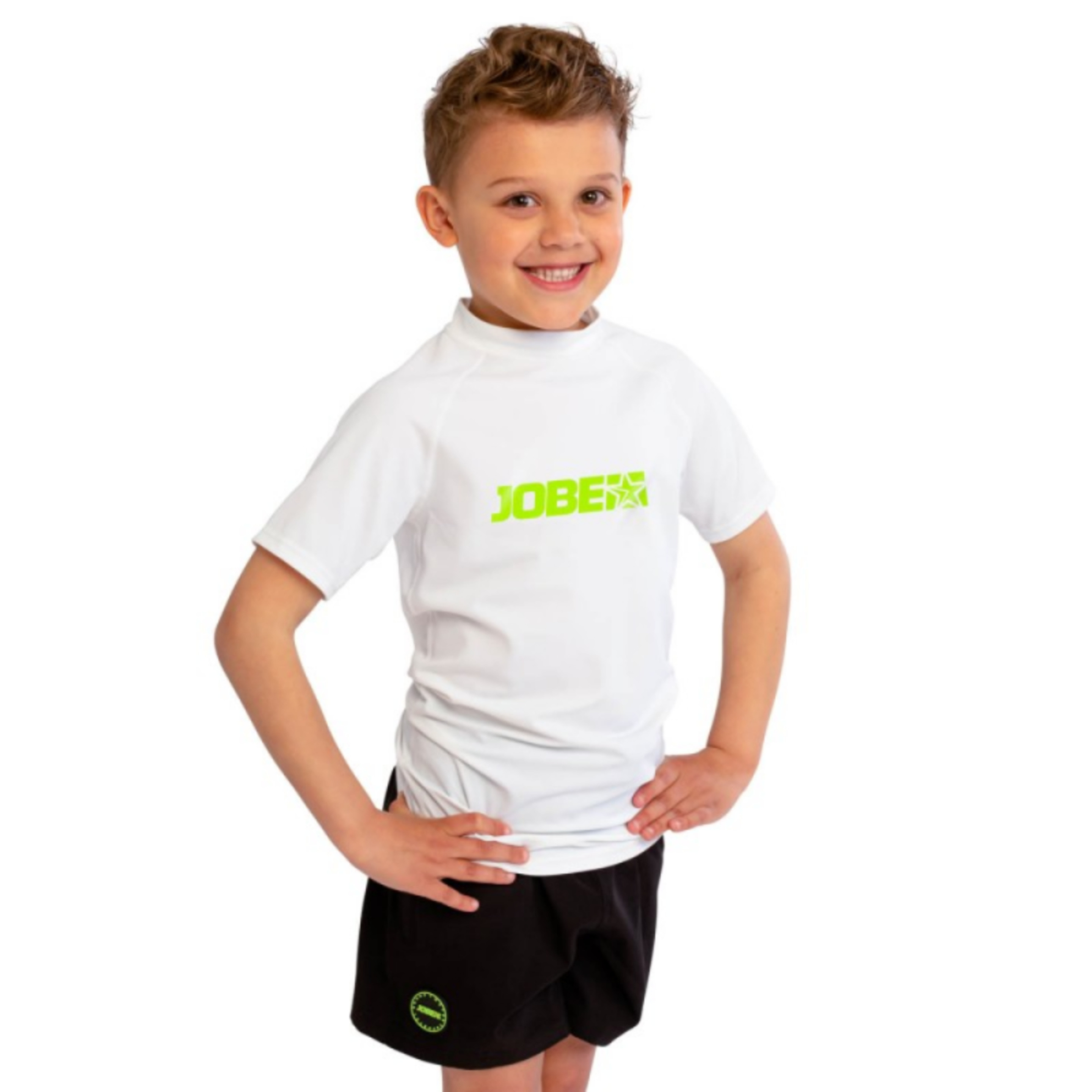 Camiseta Licra Jobe Manga Corta - Blanco/Verde  MKP
