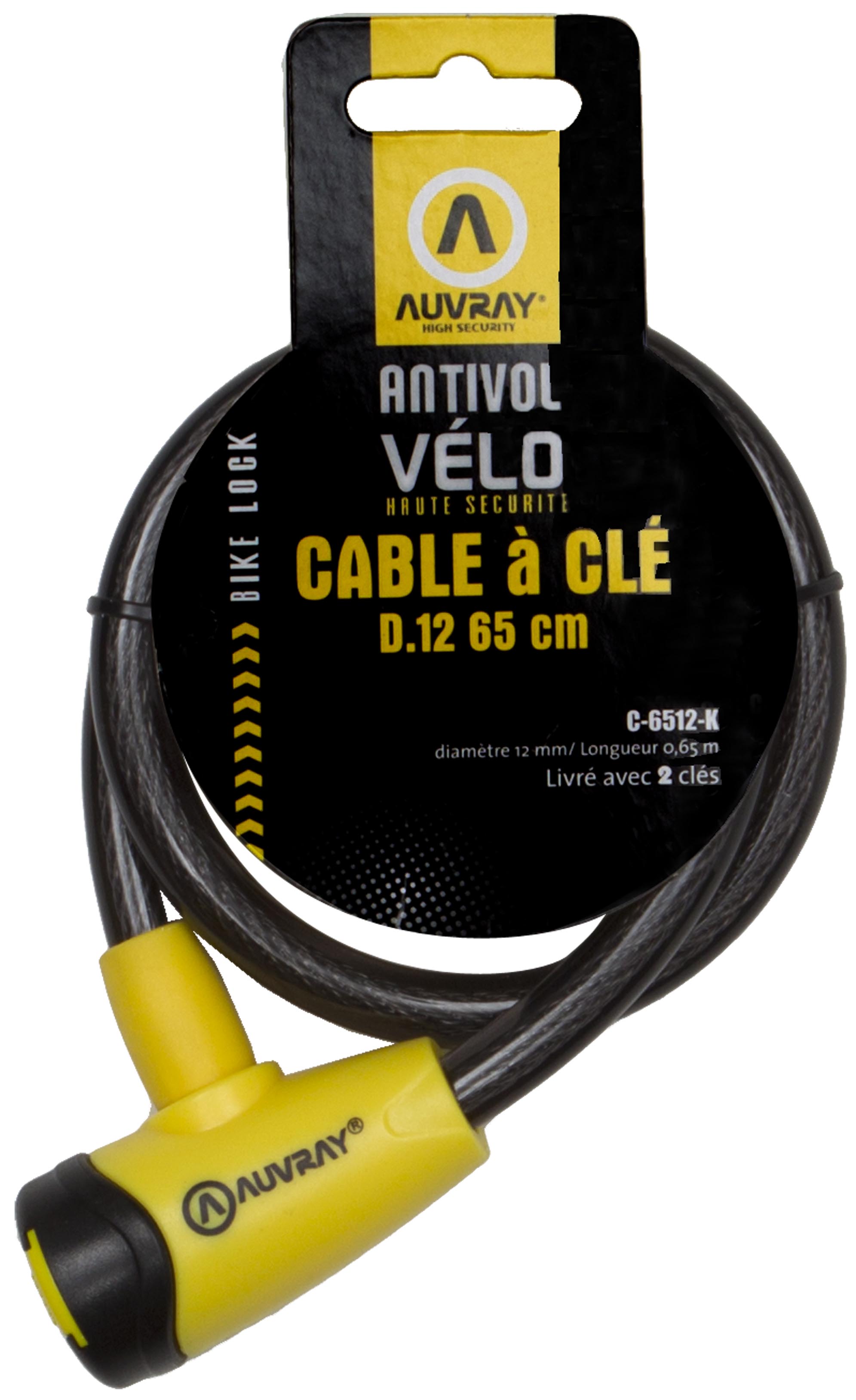 Antirrobo Auvray Cable Con Llave D.12 En 65 Cm