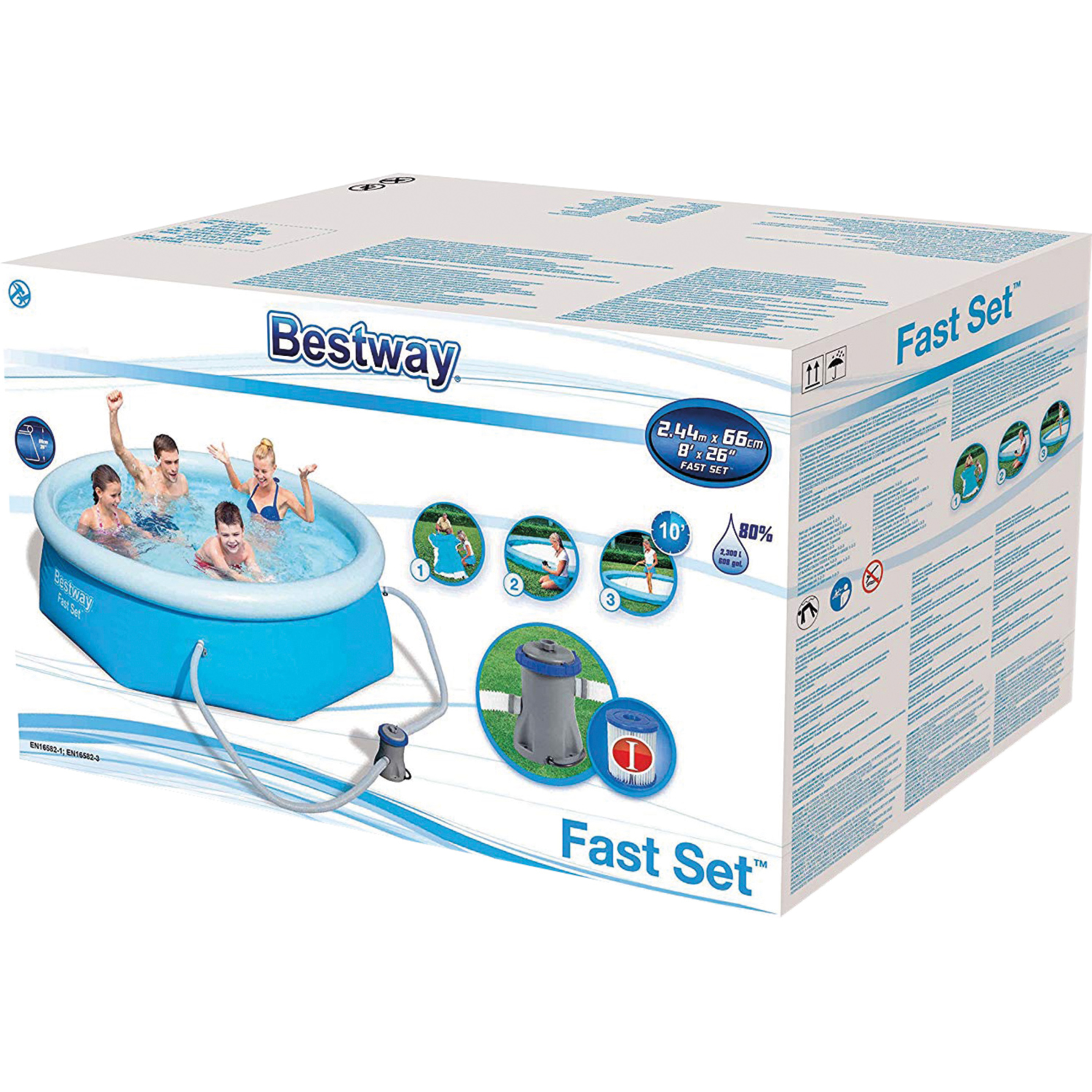 Piscina Bestway Fast Set Con Bomba De Filtro 244 X 66cm