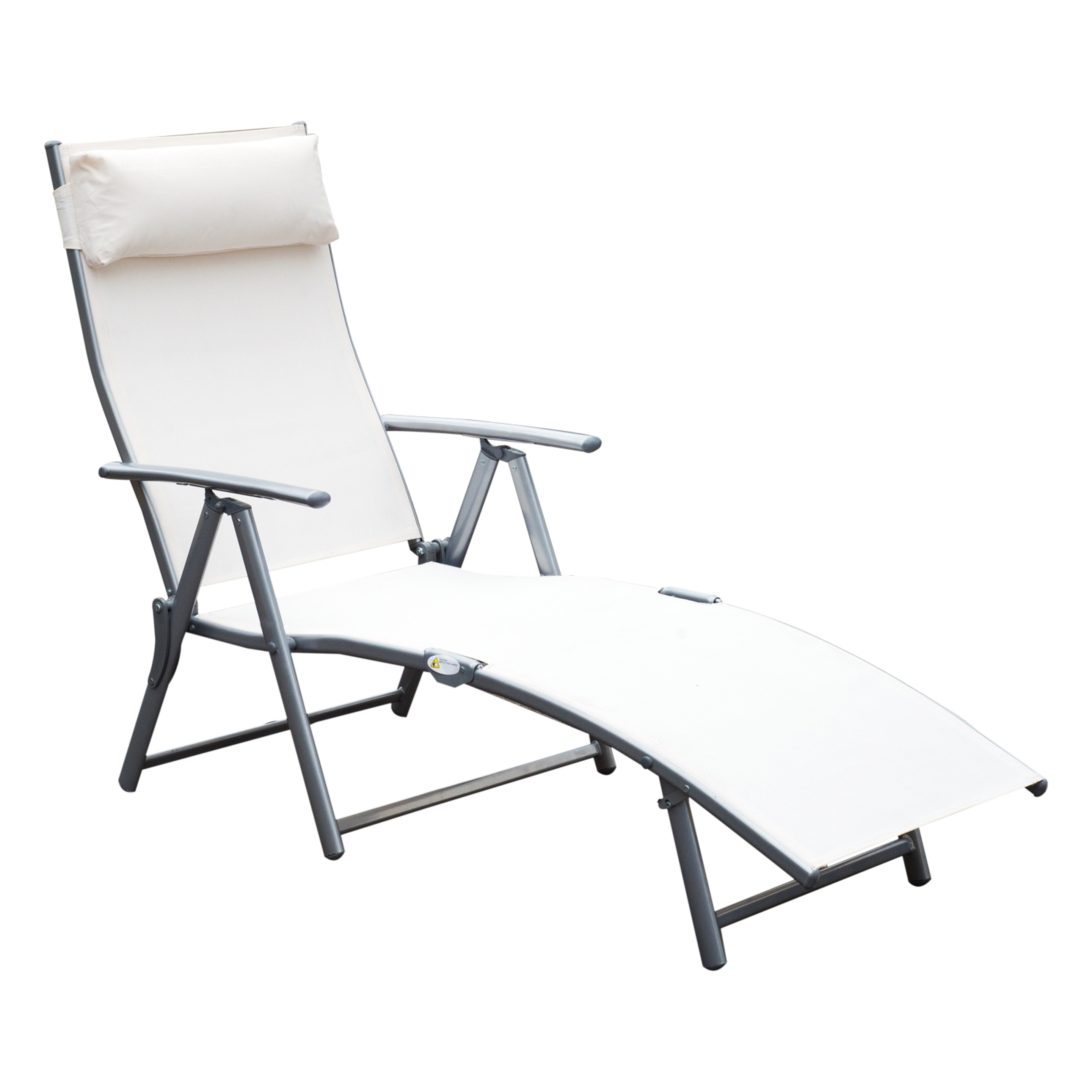 Outsunny® Tumbona Plegable Respaldo Ajustable A 5 Niveles Con Almohada Textilene Resistente Relax En