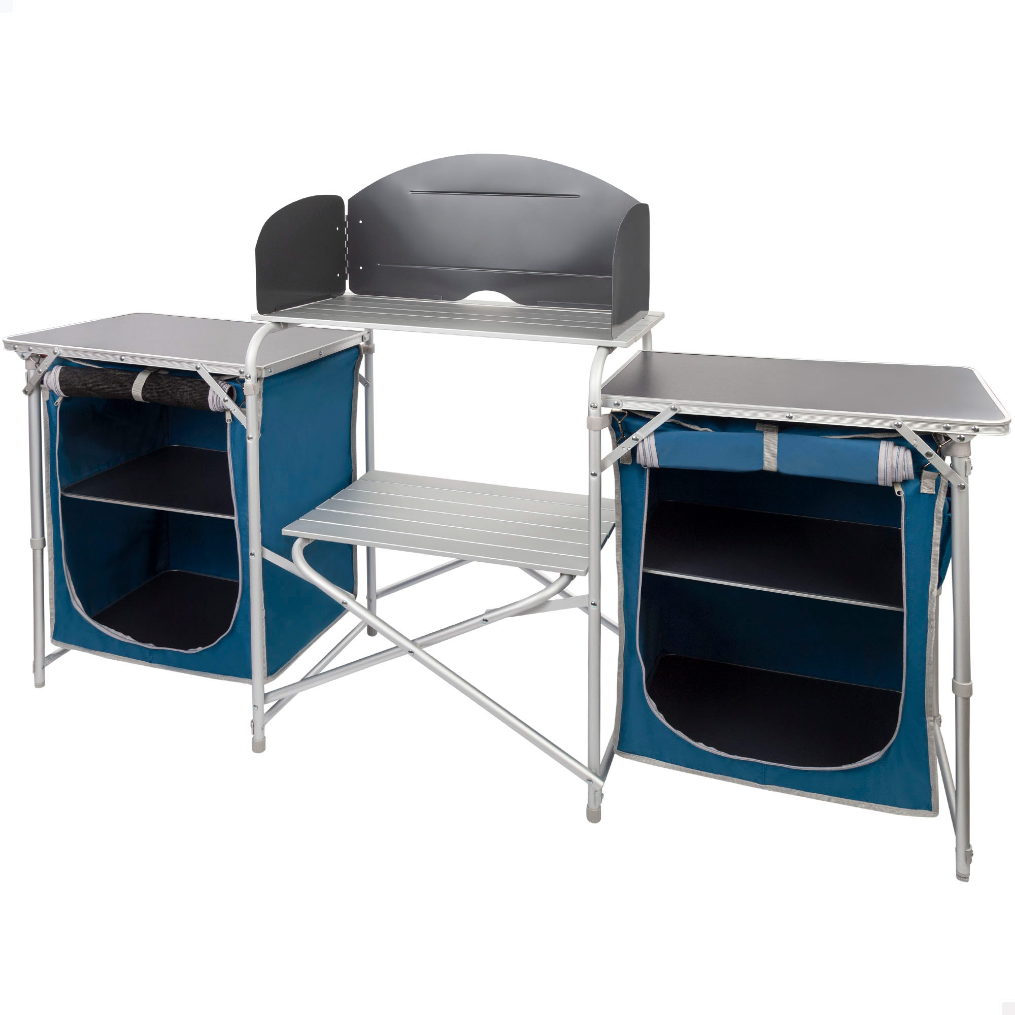 Mueble Plegable Cocina Camping Con Paravientos + 2 Compartimentos Aktive - multicolor - 