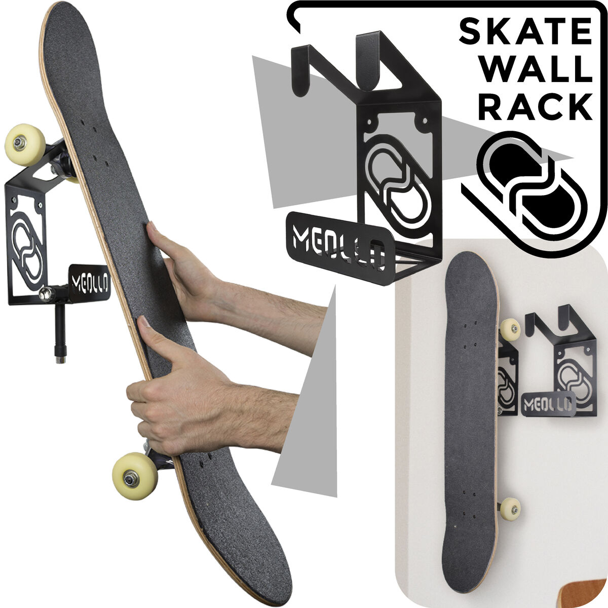 Soporte De Pared Para Skateboard Meollo 25 X 15 X 10 Cm (1 Unidad)