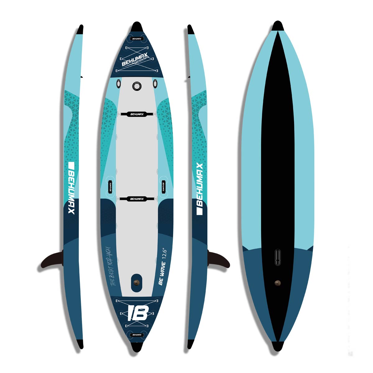 Kayak Hinchable Be Wave Kayak 12.6 - azul-verde - 