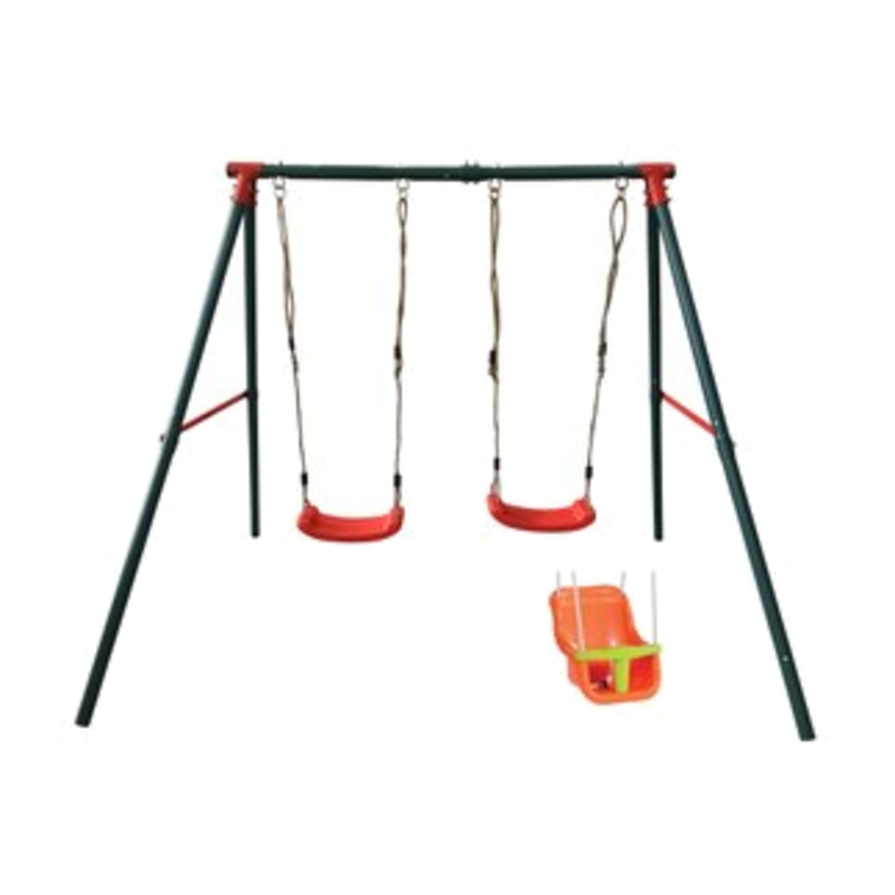 Columpio Doble Metal Masgames + Asiento Bebe Bambu