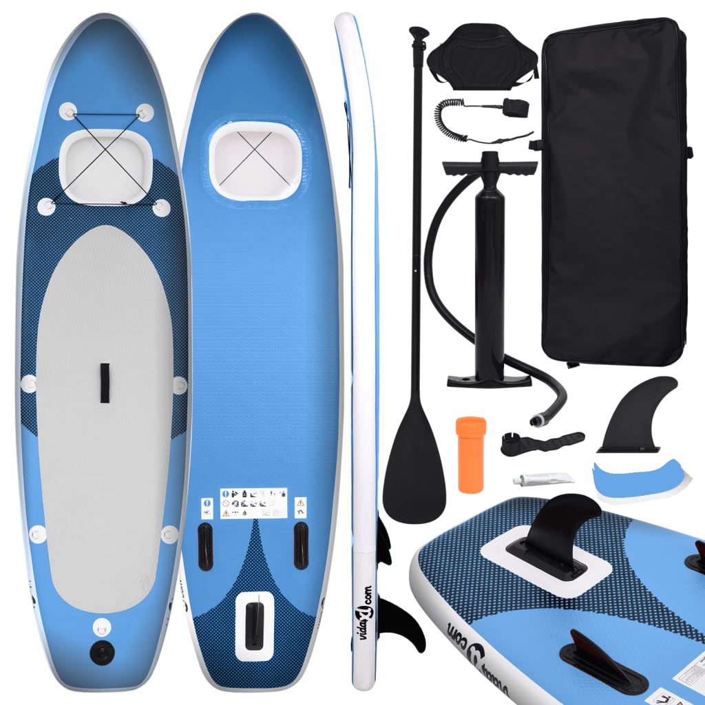 Set De Tabla De Paddle Surf Hinchable Vidaxl 360x81x10 Cm - azul - 
