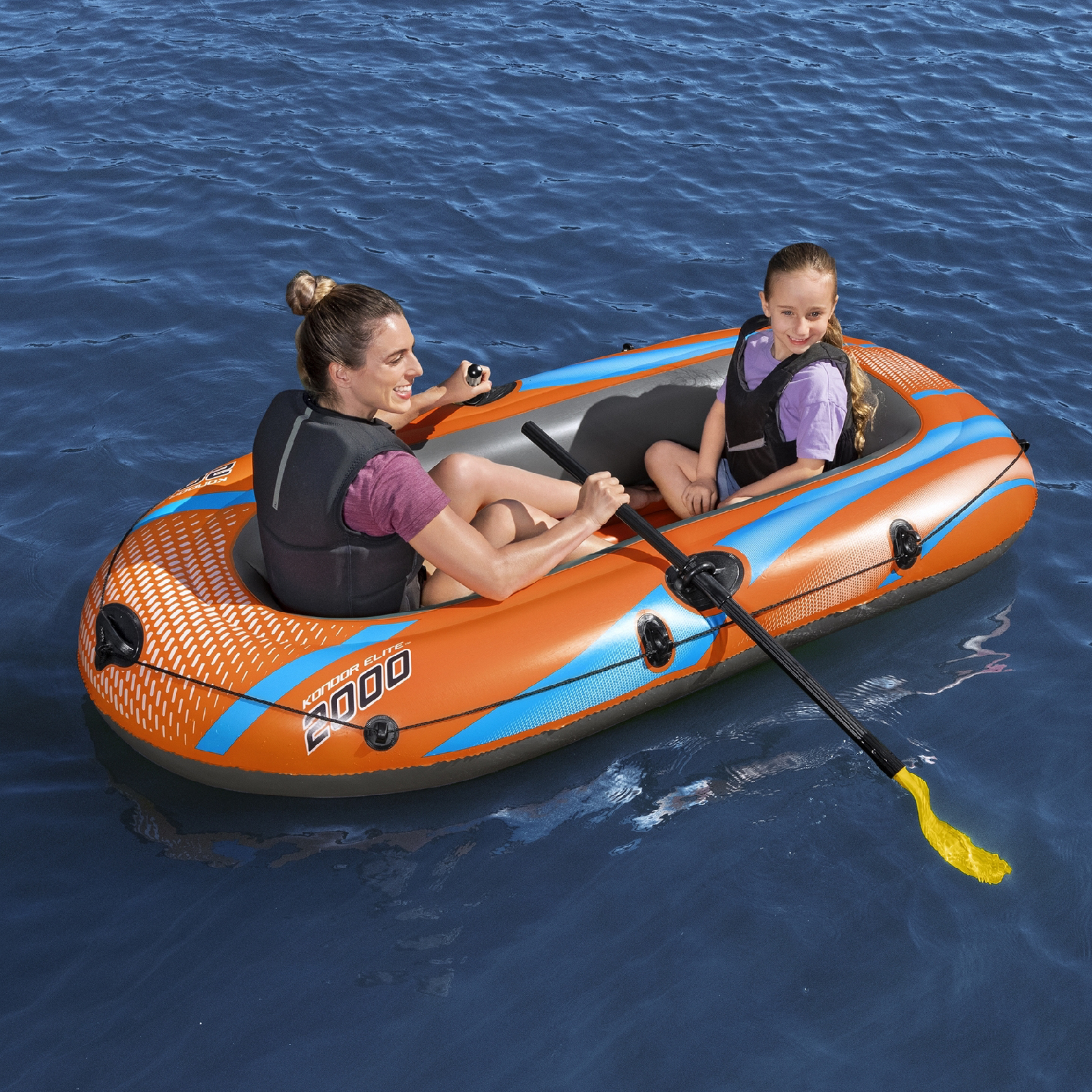 Barca Hinchable Para 1 Adulto Y 1 Niño Bestway Kondor Elite 2000 Raft 196x106x31 Cm Con Remos