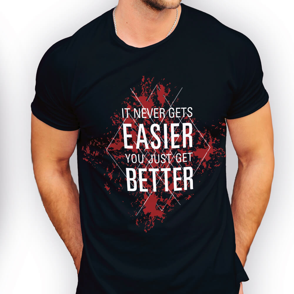 T-shirt Preta 'never Gets Easier'