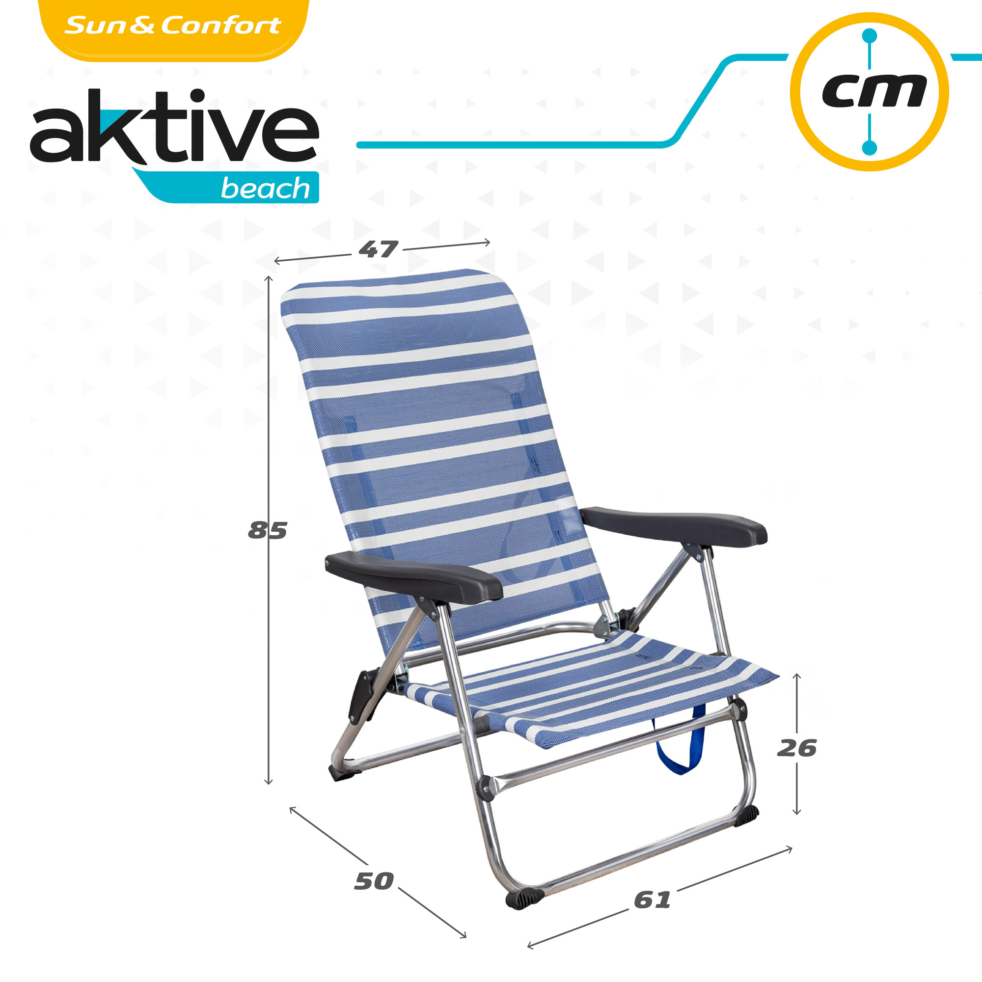 Saving Pack 2 Cadeiras De Praia Anti-inclinação Multiposições Mykonos 47x50x85 Cm Aktive