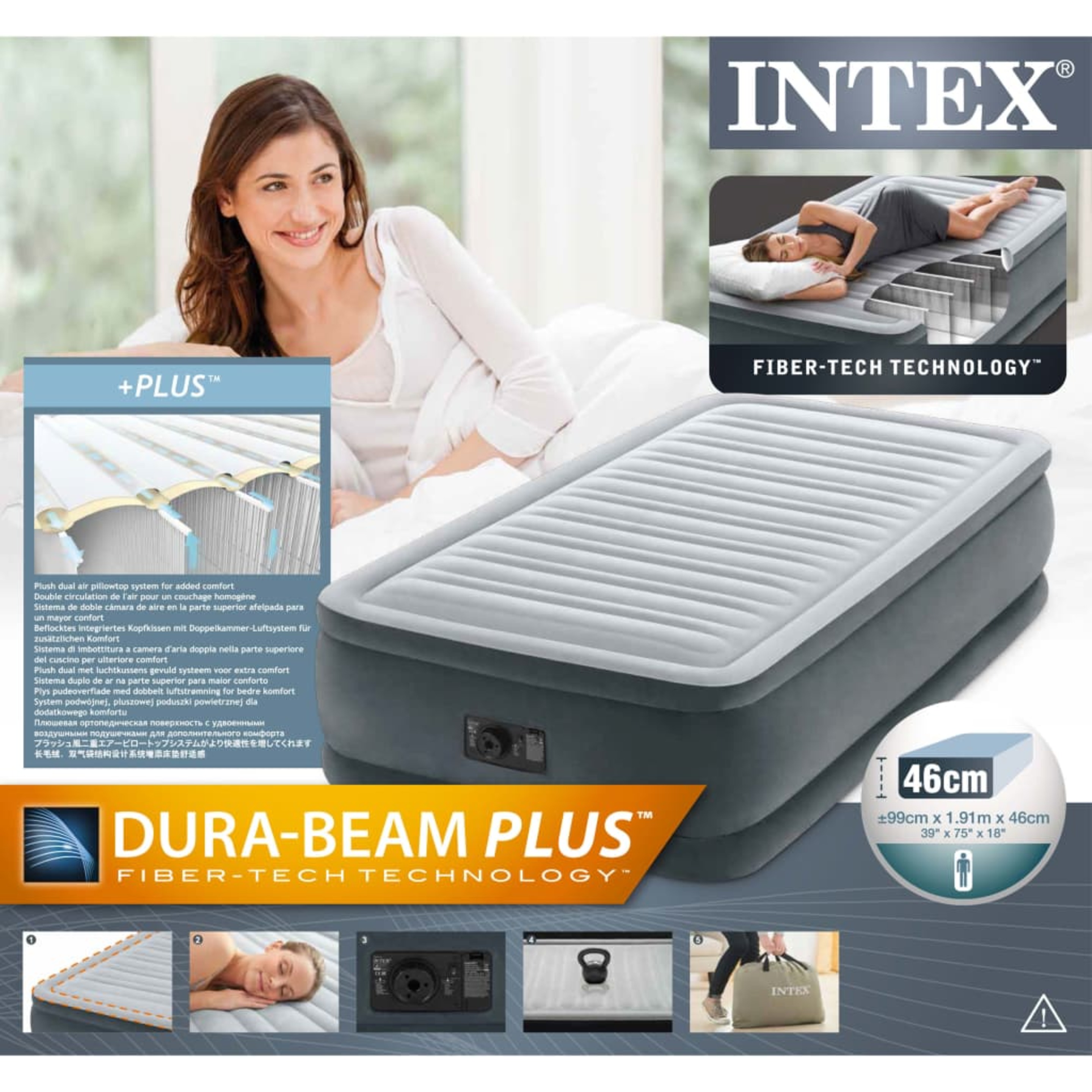 Intex Cama Hinchable Individual Confort Plush 191x99x46 Cm 64412 - gris - 