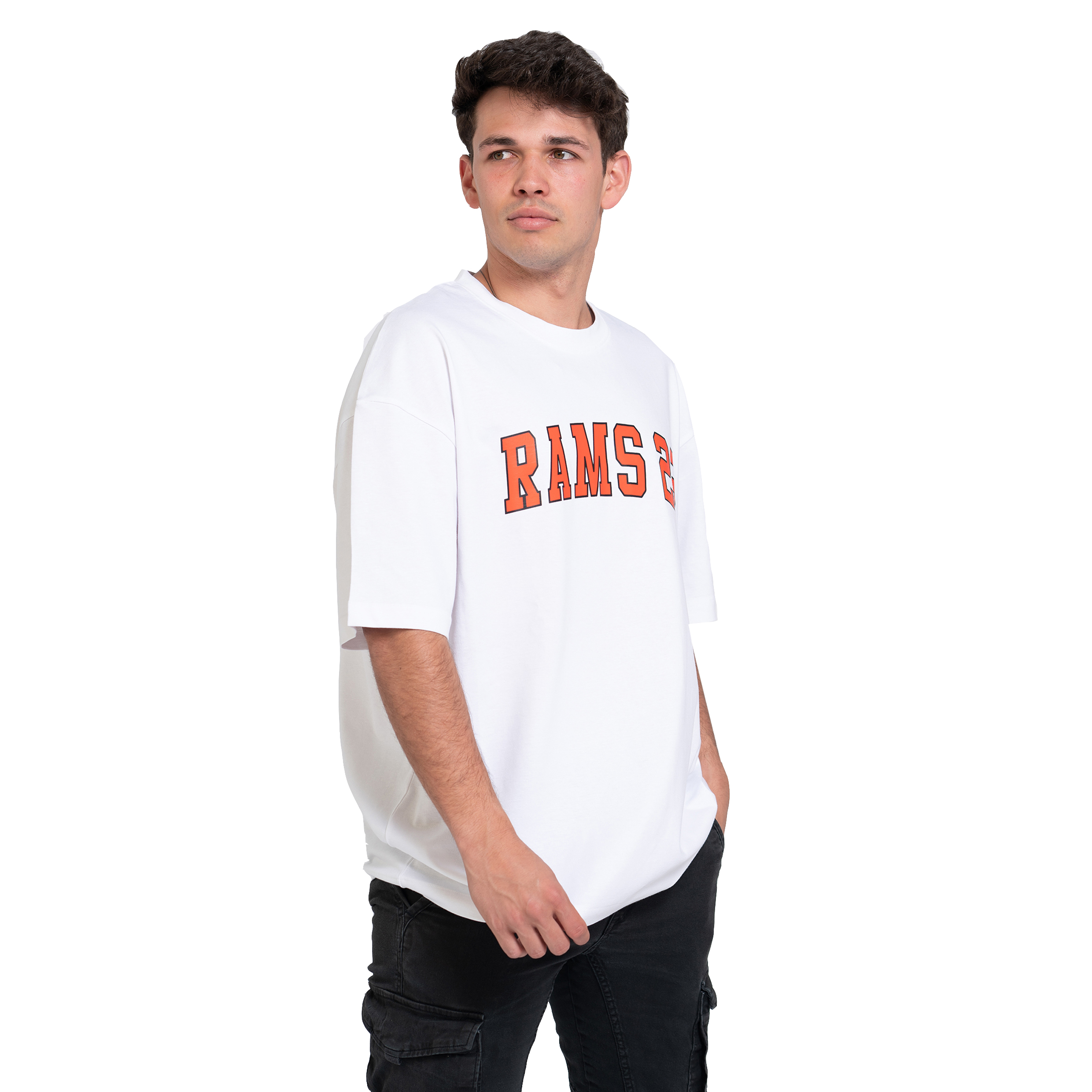 Camiseta Oversize Rams 23 University White - naranja - 