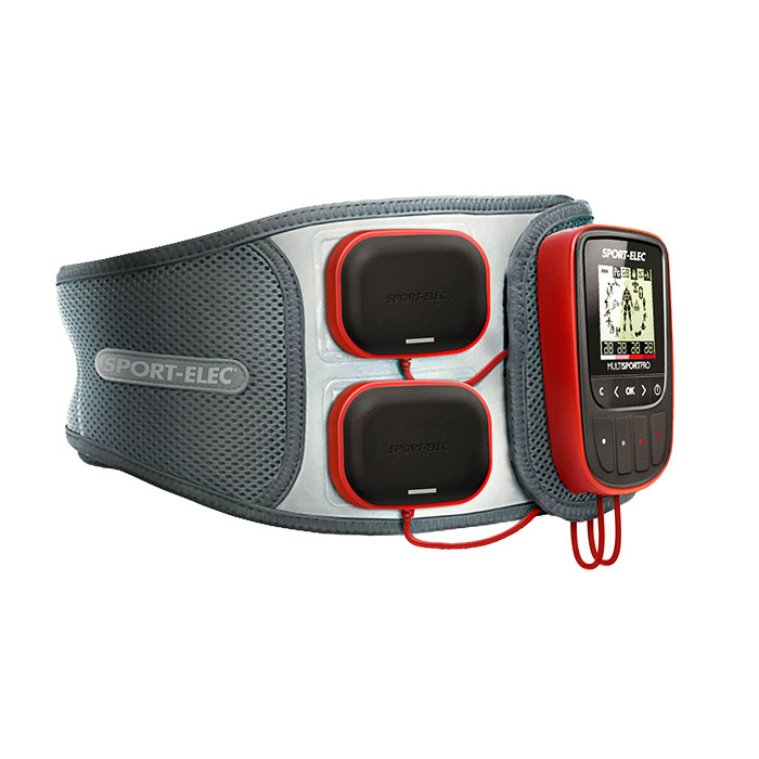 Electroestimulador Muscular Multisport Pro 4 Canales 14 Programas Sport-elec Conexiones Snaps + Cint - negro-rojo - 