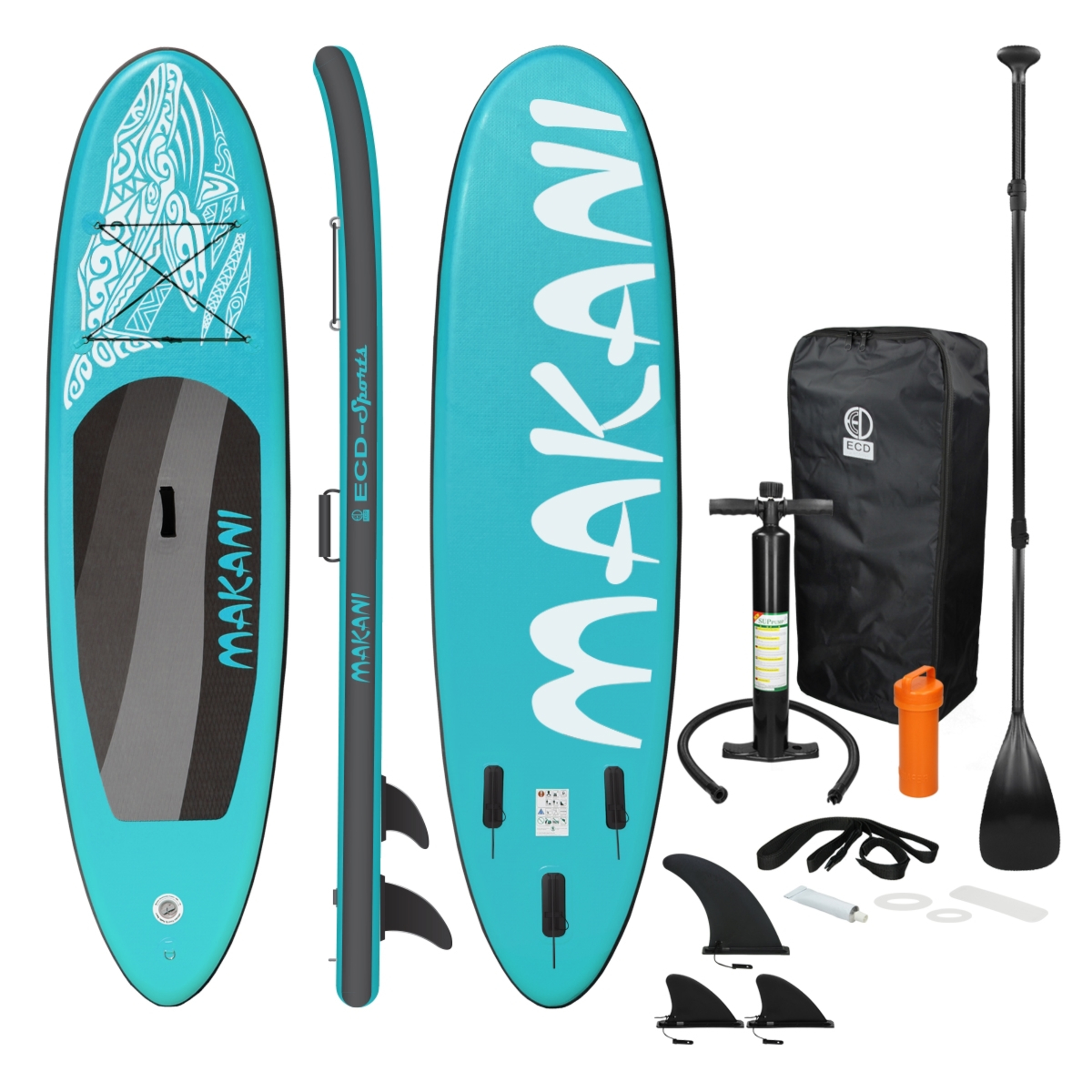 Tabla Hinchable Paddle Surf Sup 3 Makani Con Accesorios - azul-gris - 