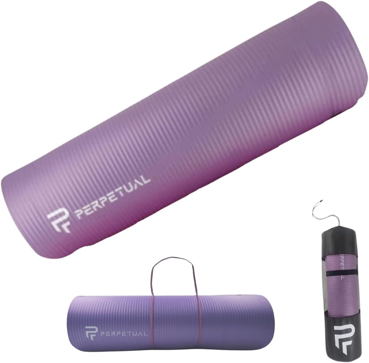 Esterilla De Yoga Y Pilates Antideslizante De 10mm Perpetual Con Correa Y Bolsa De Transporte - violeta - 