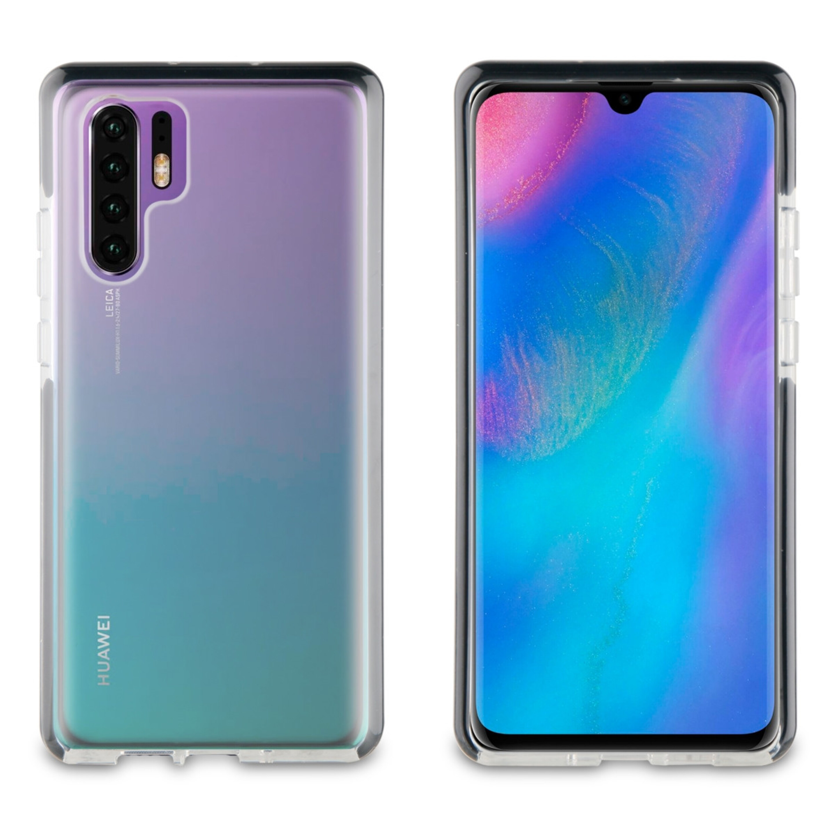 Muvit Tiger Funda Soft Huawei P30 Pro Shockproof 2m Transparente + Borde Negro