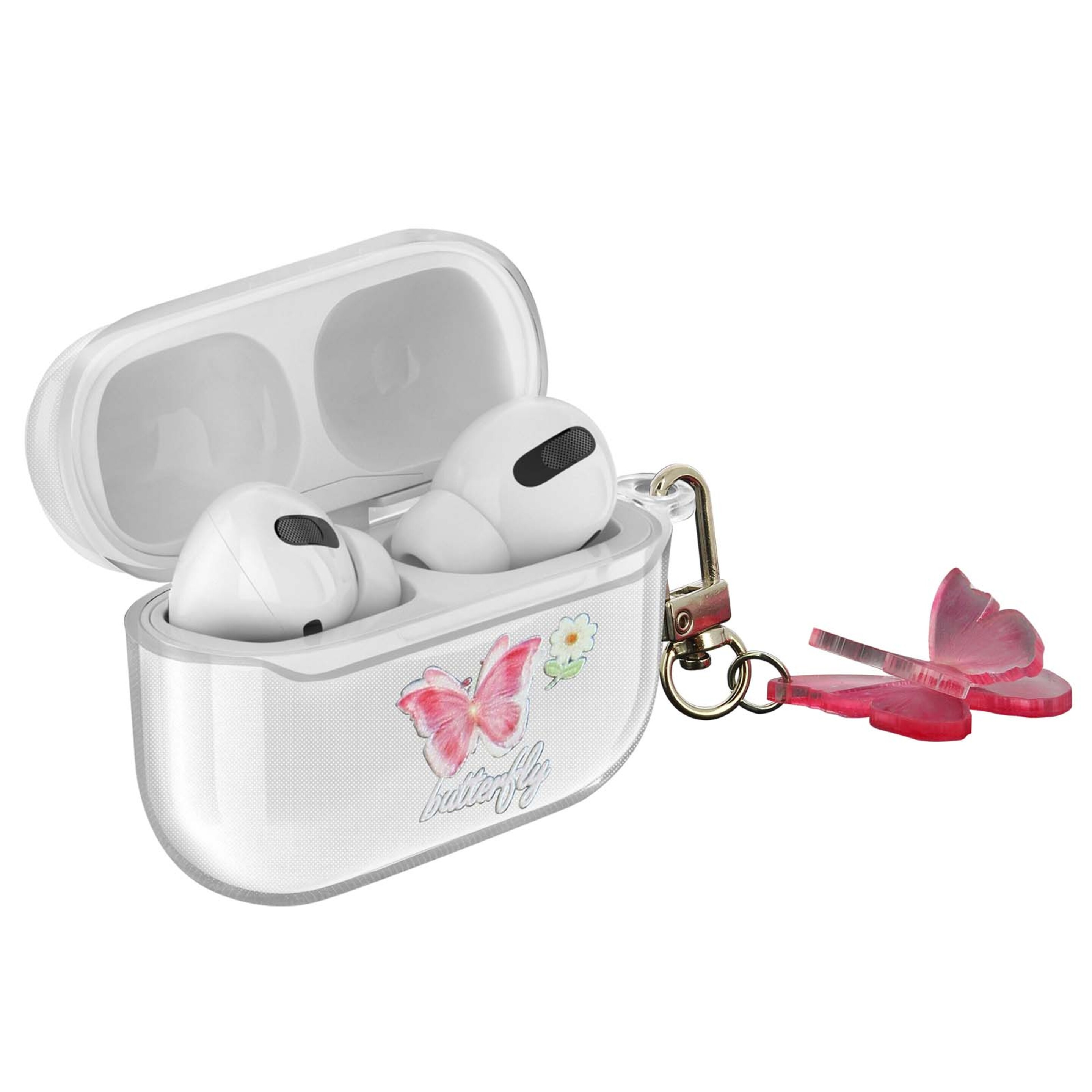 Funda Airpods Pro De Silicona Diseño Mariposas + Mosquetón