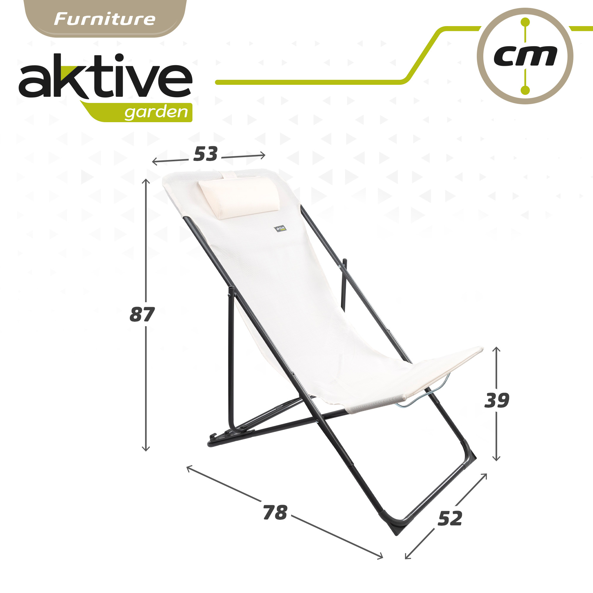 Cadeira De Jardim Dobrável Branca Multiposições C/almofada Aktive