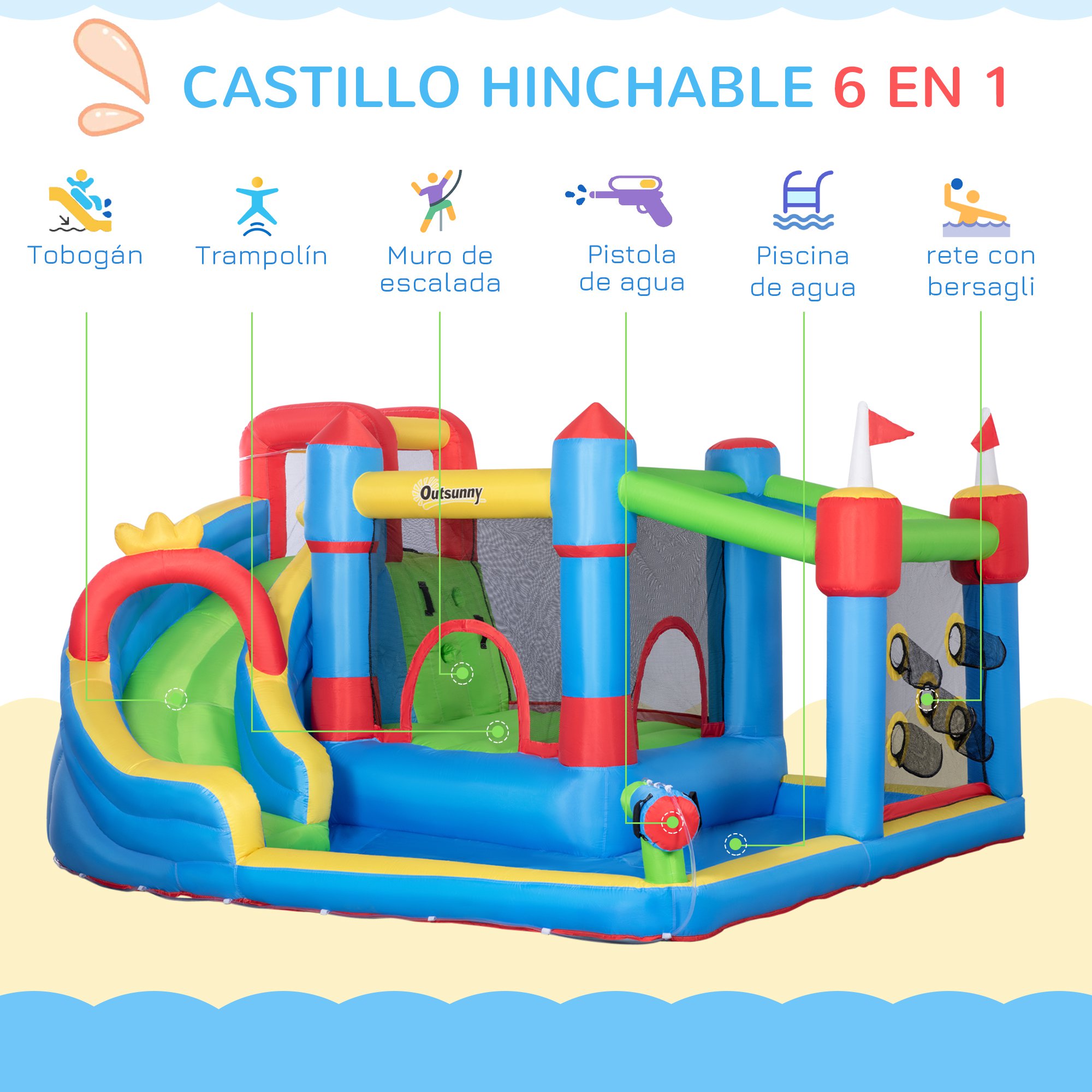 Castillo Hinchable Outsunny 342-040v90