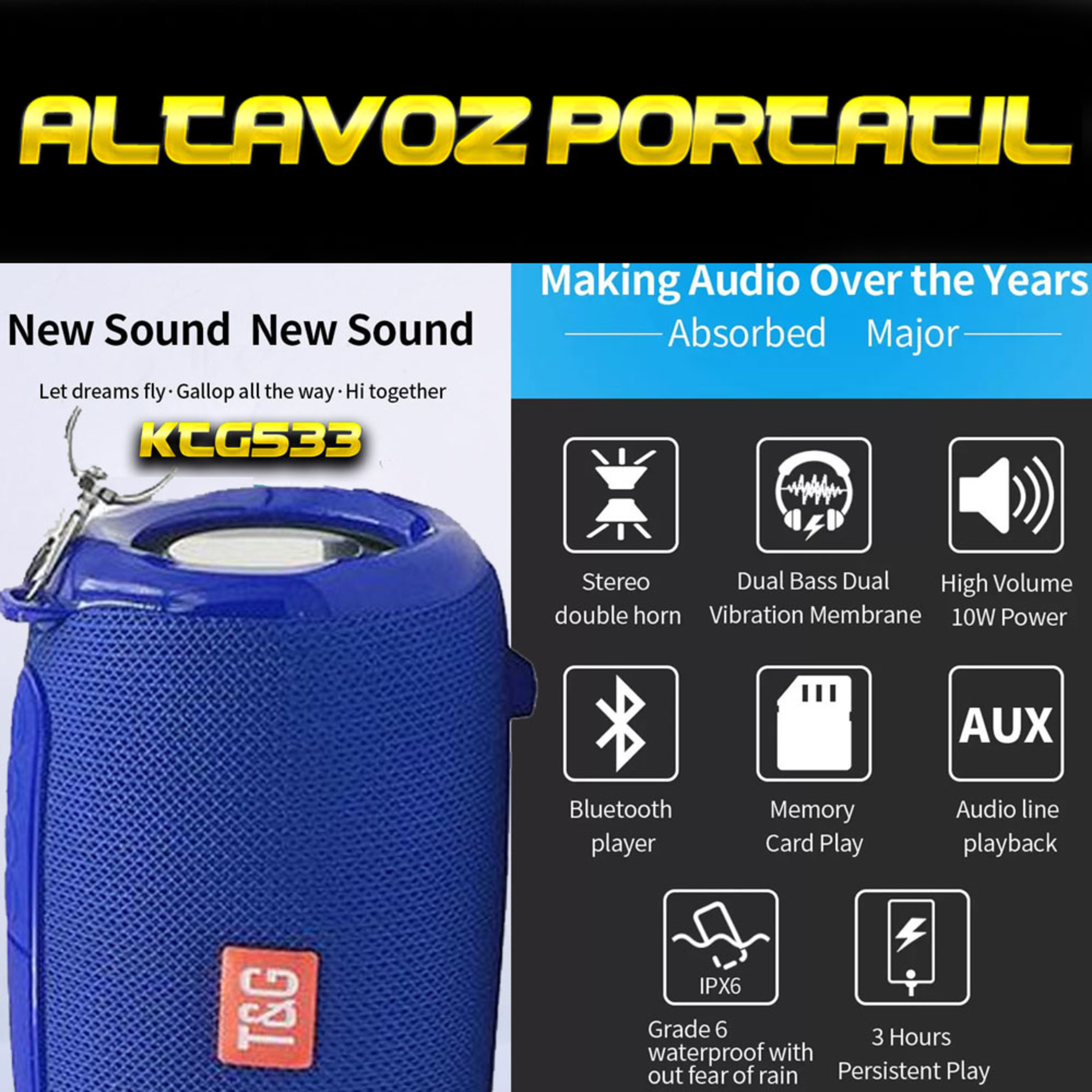 Altavoz Bluetooth Portátil Estéreo Klack 5.0 Inalámbrico 5w