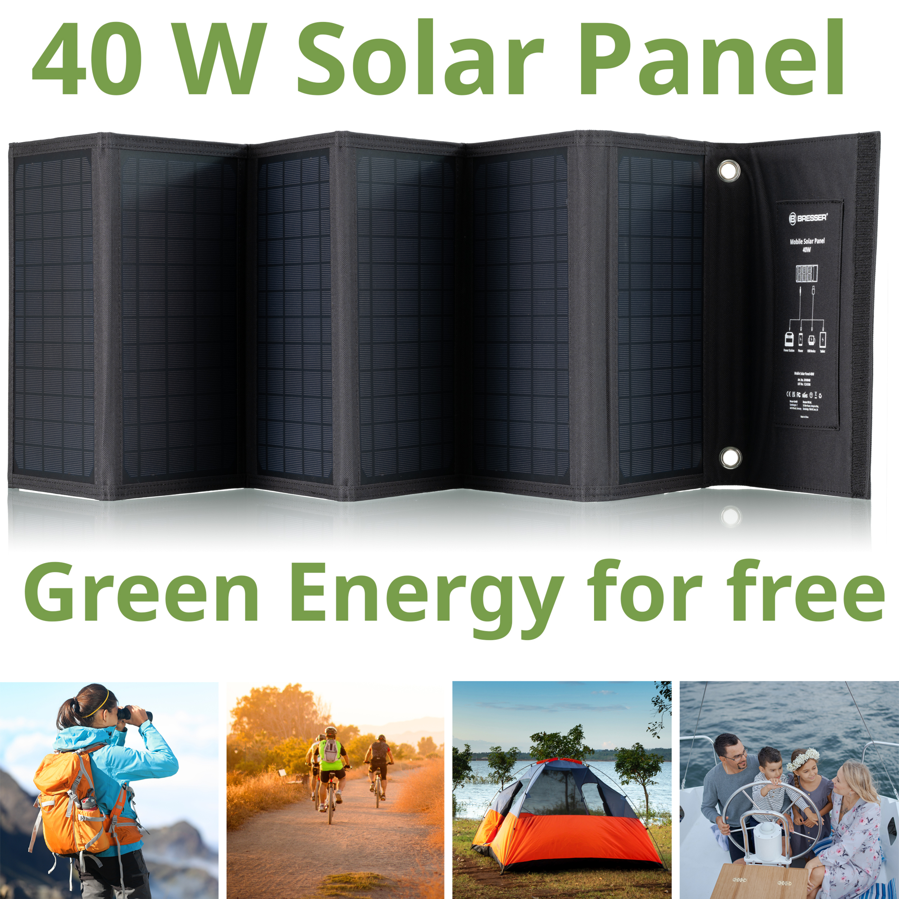 Panel Solar Móvil Cargador De 40w - Negro - Con Conexión Usb Y Dc - 40 W  MKP