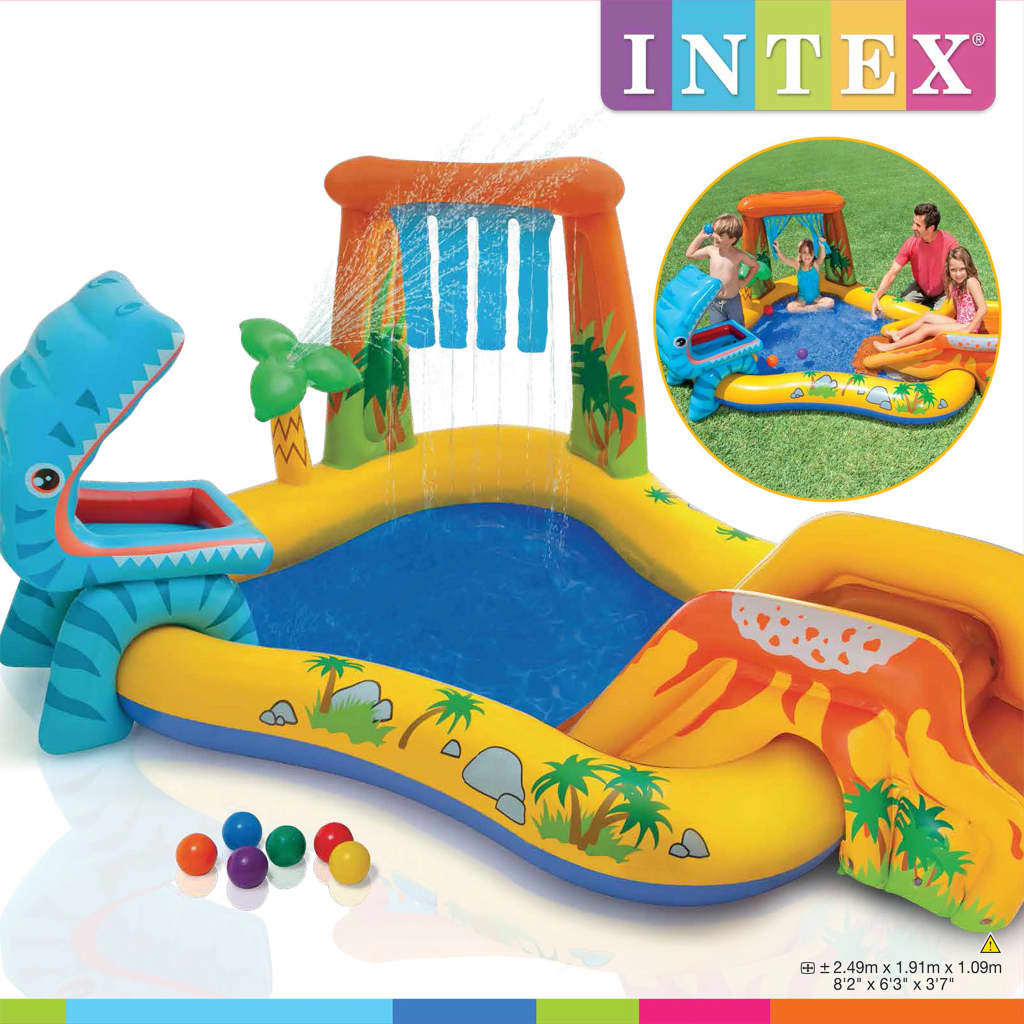 Piscina Insuflável Intex Dinosaur Play Center 249x191x109 Cm
