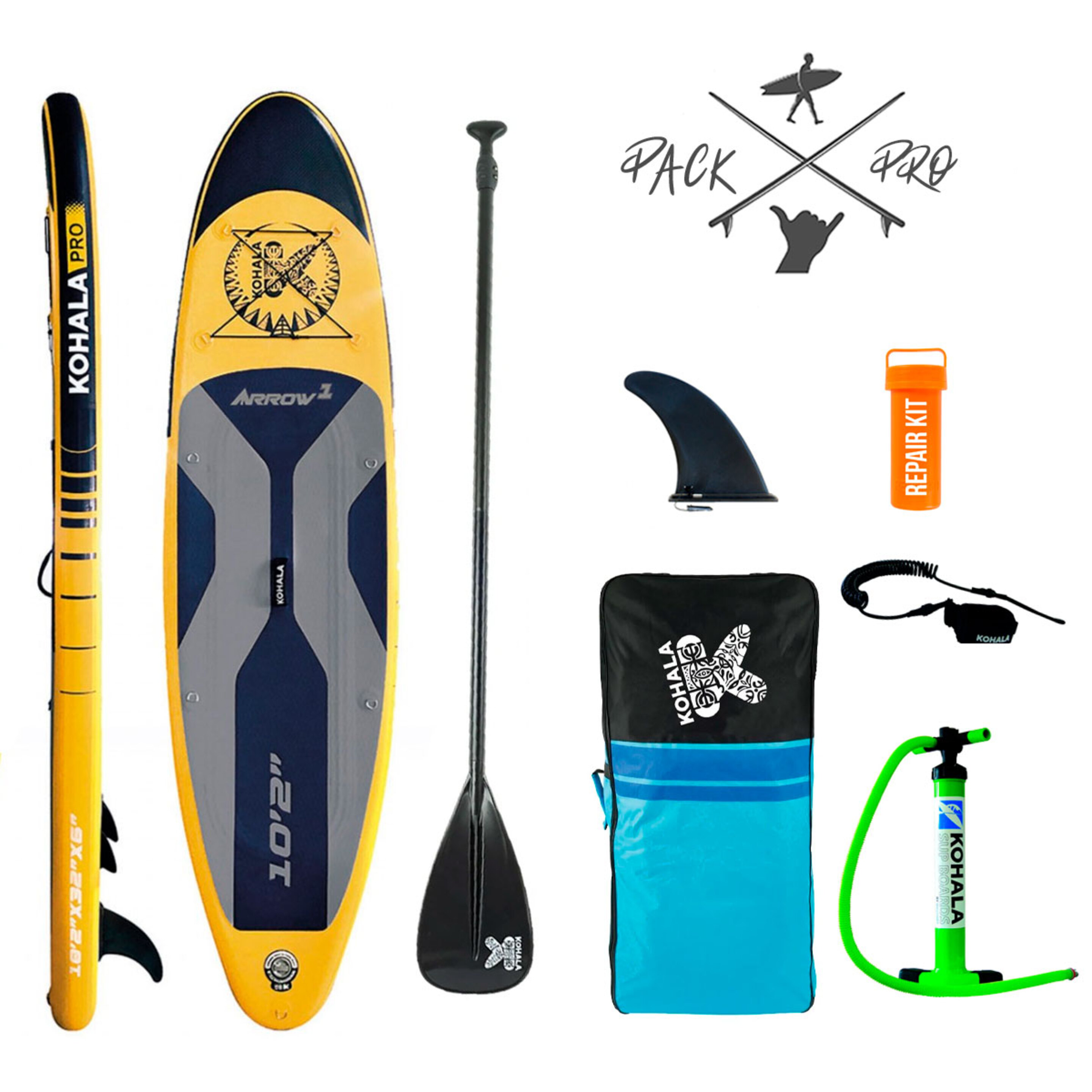 Prancha Insuflável Kohala Arrow 1 10,2" - Amarelo - Prancha Paddle Surf | Sport Zone MKP