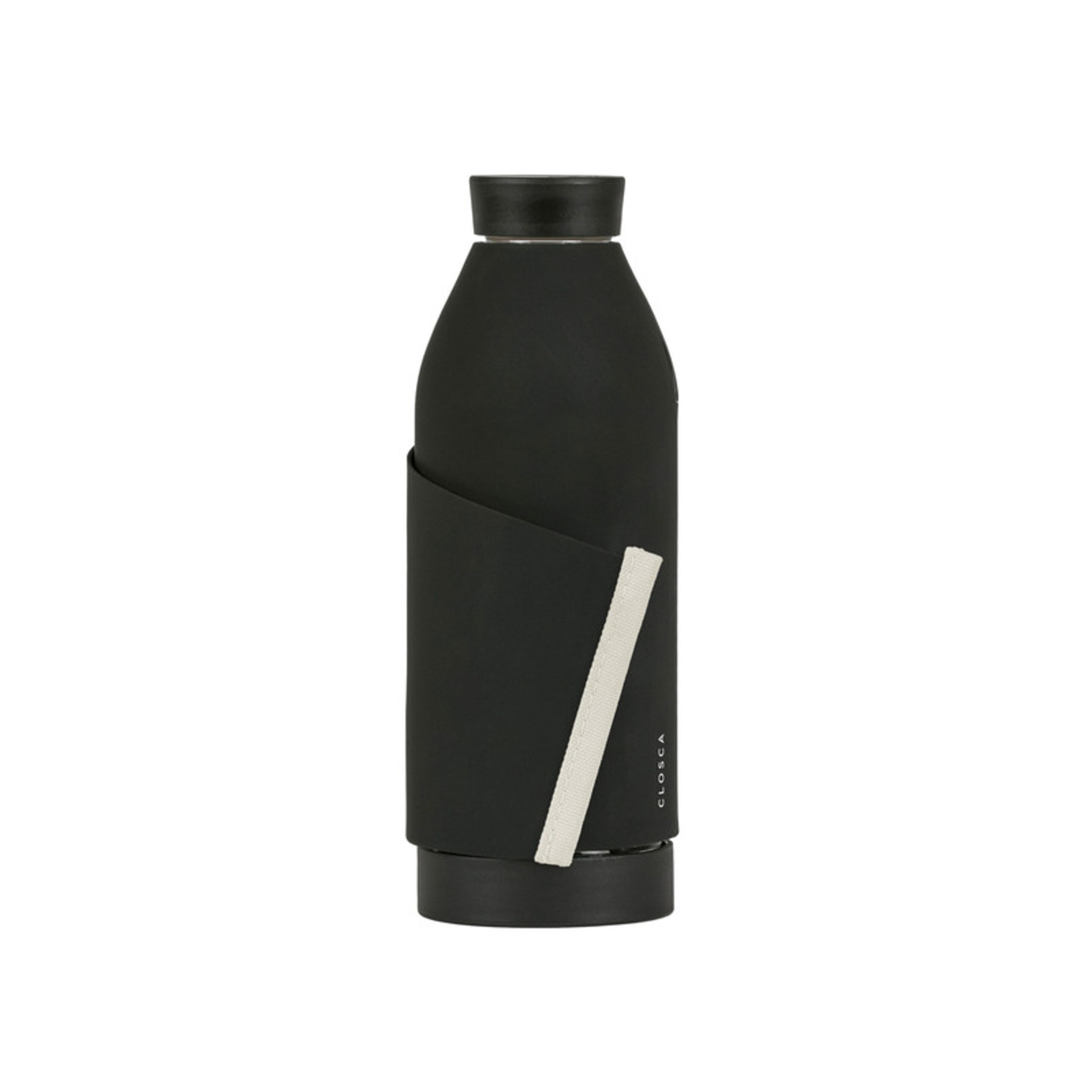 Botella De Agua Clásica De Vidrio De 420 Ml - Negro/Blanco - Doble Apertura Y Sistema De Agarre.  MKP