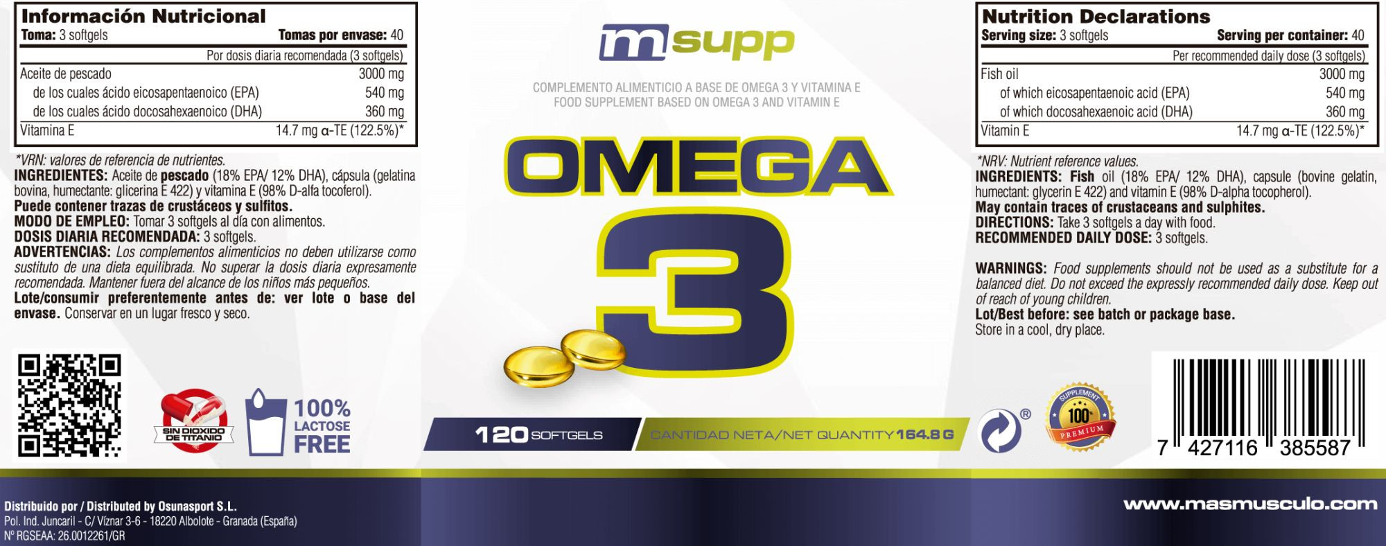 Omega 3 - 120 Softgels De Mm Supplements
